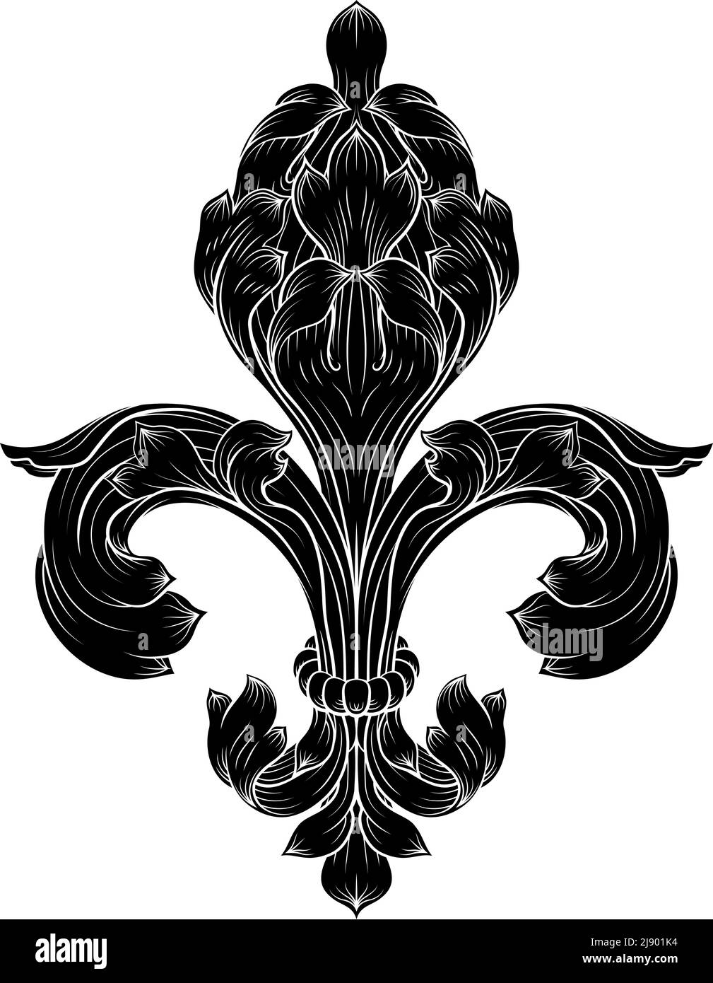 Fleur de Lis Lily Lys Flower simbolo araldico reale Illustrazione Vettoriale