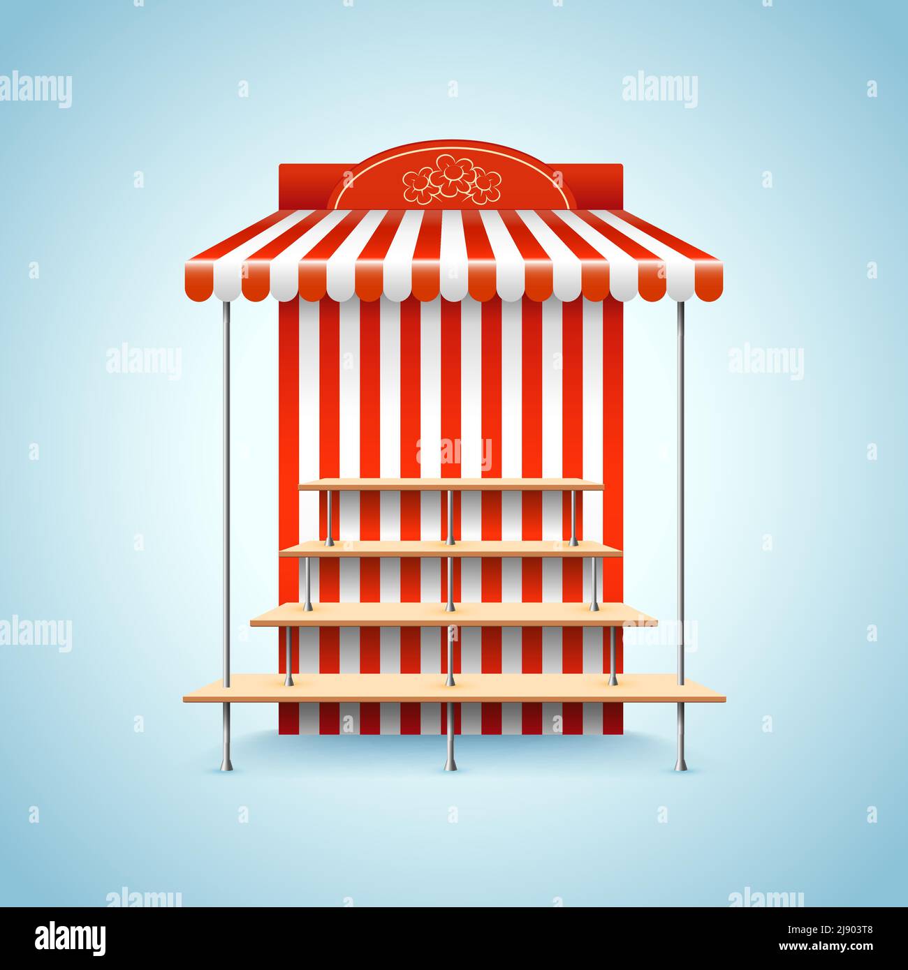 Supporto floreale. Chiosco di mercato, vendita al dettaglio, illustrazione vettoriale Illustrazione Vettoriale