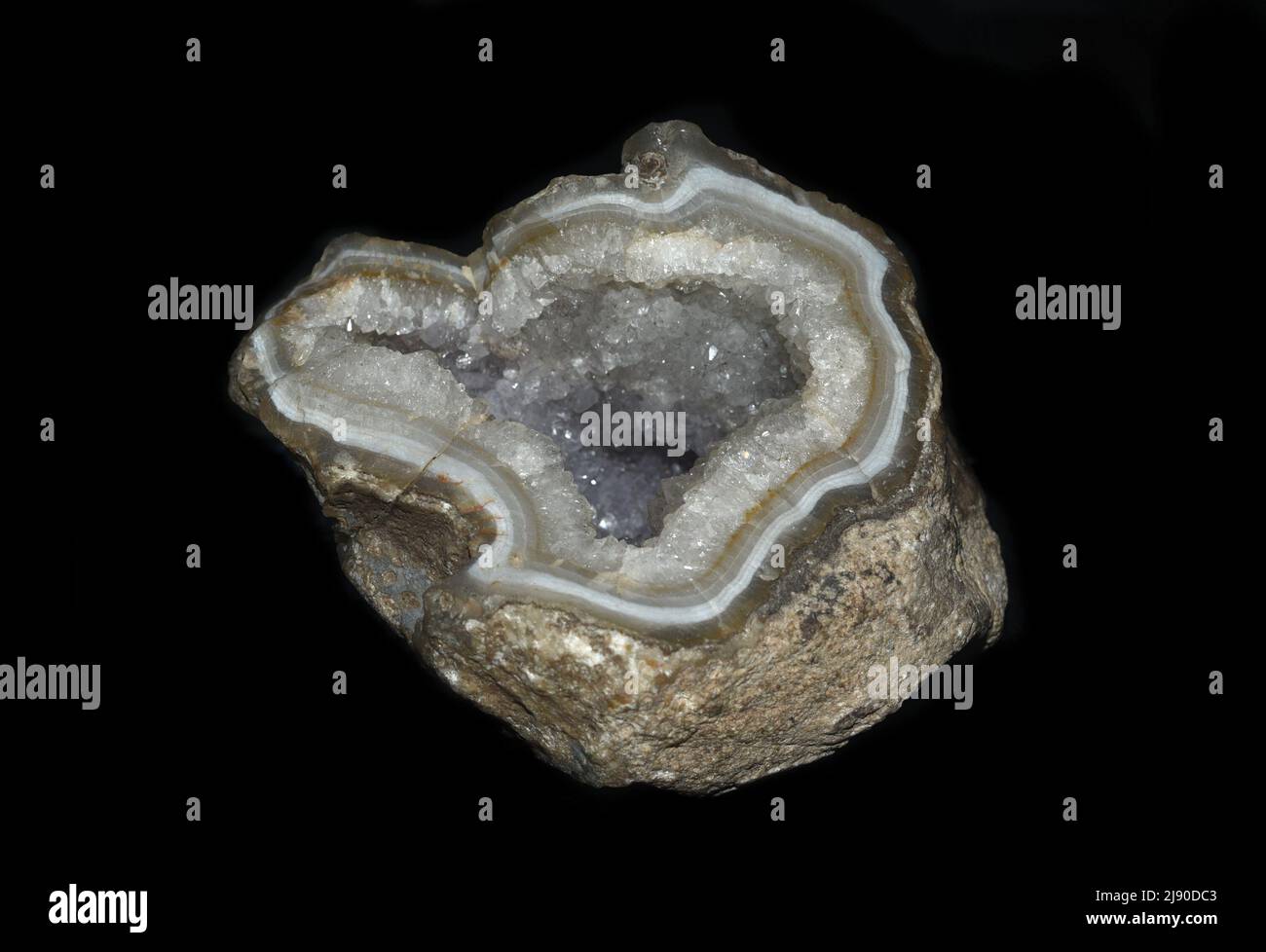 Cristallo quarzo geode minerale primo piano, trovato in Mongolia Foto Stock