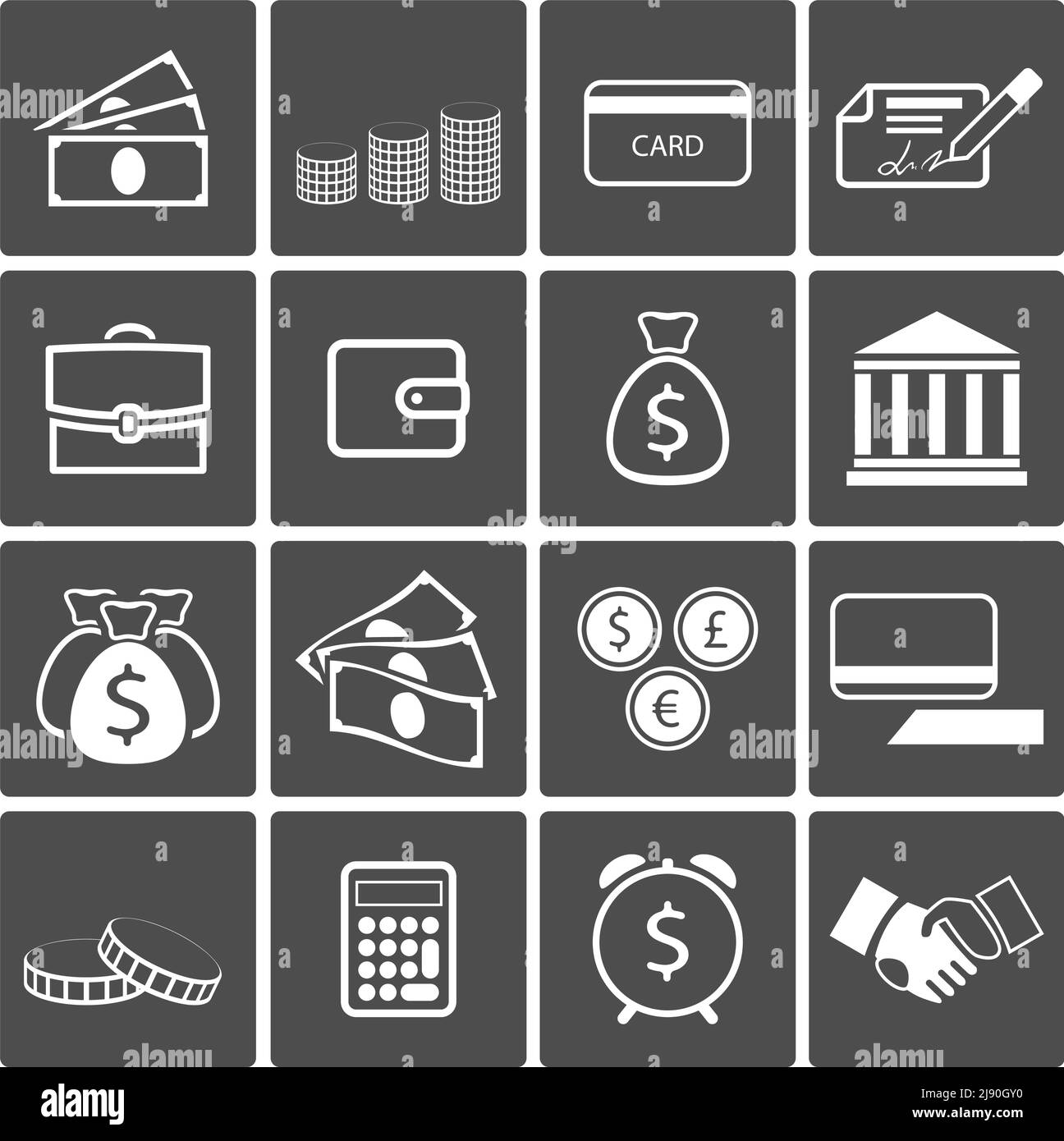 Icone di soldi di vettore: Banconote monete banca carta paga Illustrazione Vettoriale