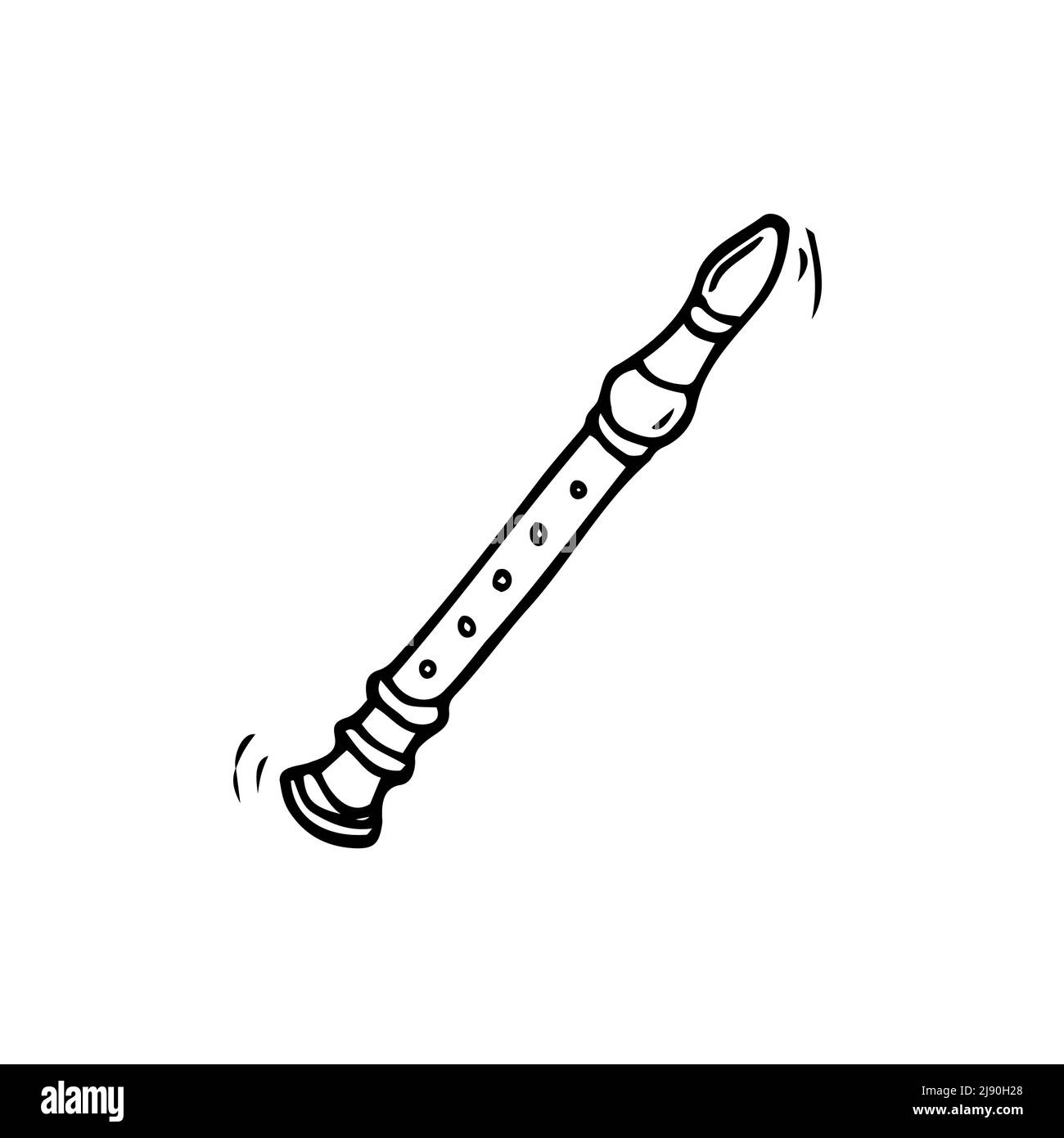 Icona di scarabocchio dello strumento flauto. Cartello di schizzo di musiche Doodle. Vettore isolato Illustrazione Vettoriale