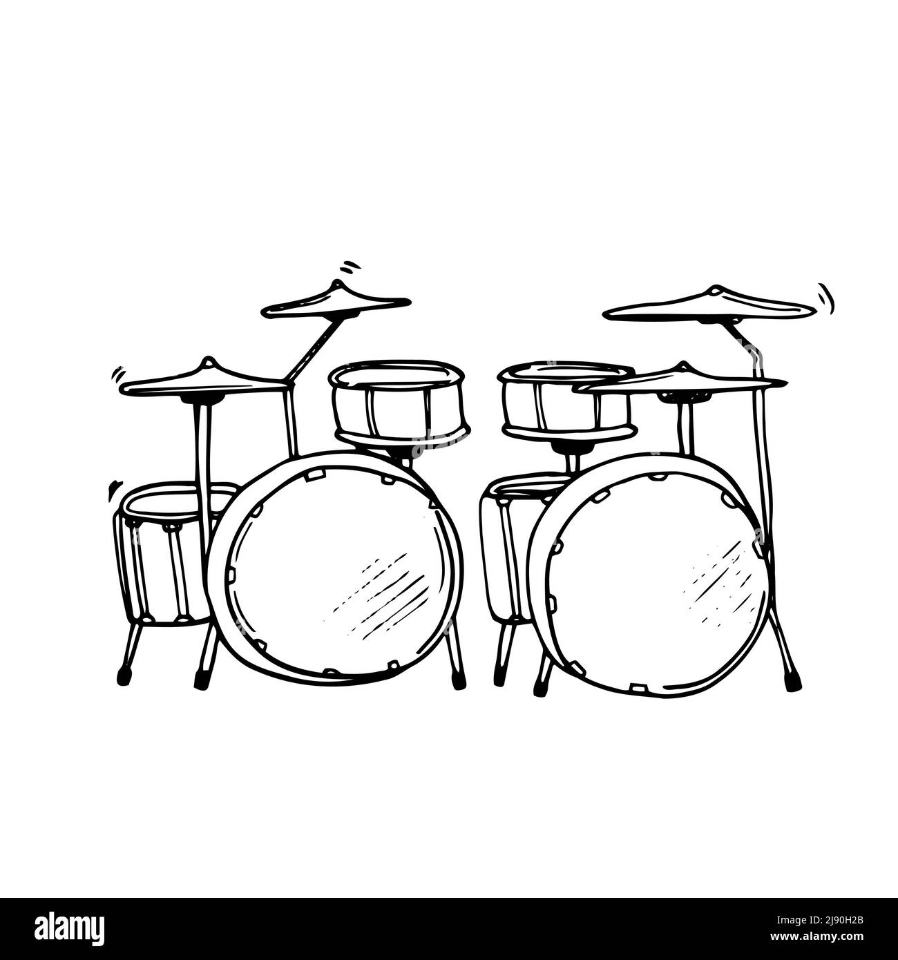 batteria disegni - 5 Drum kit Doodle. Strumento musicale vettoriale. Isolato su bianco Immagine e Vettoriale - Alamy