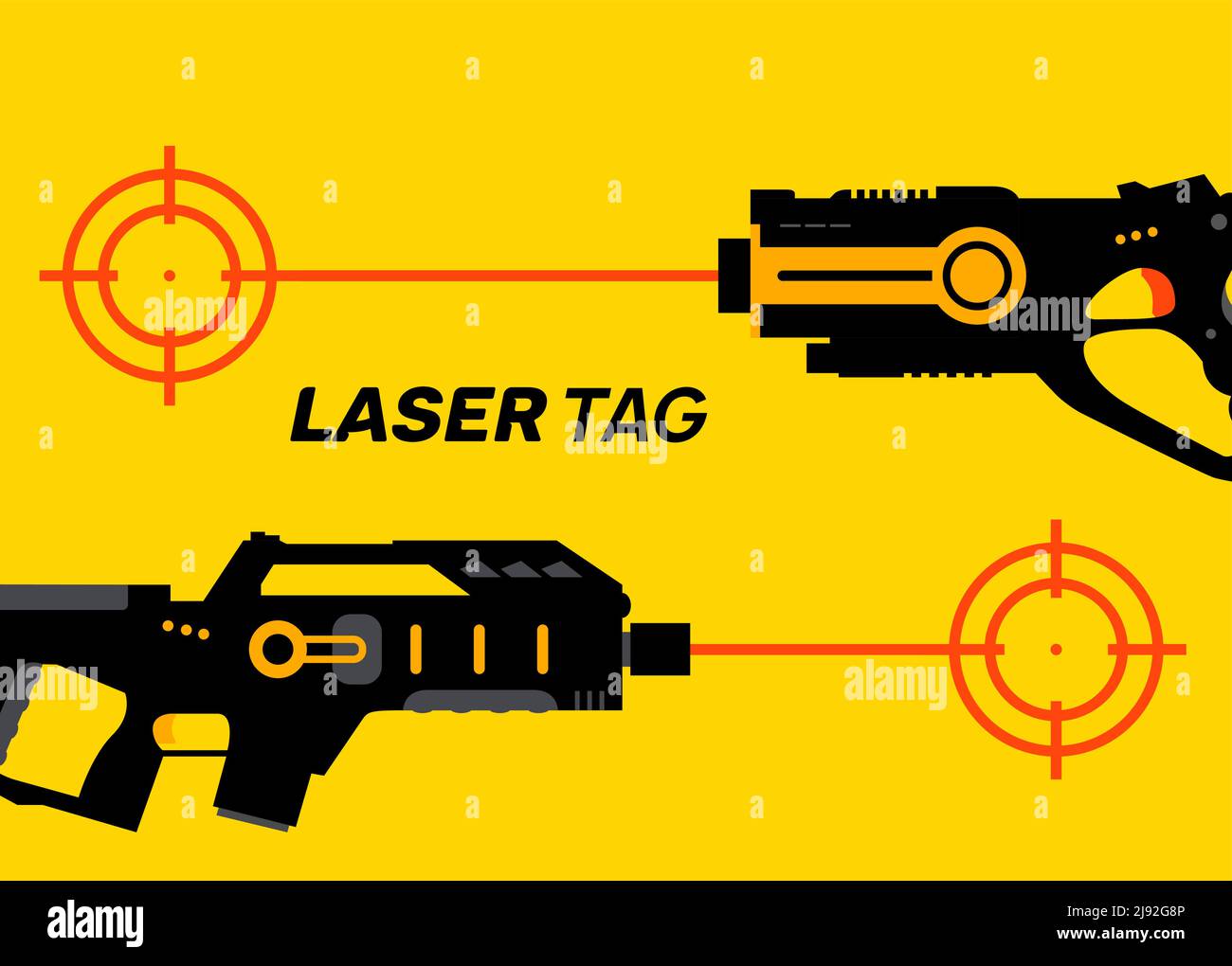 Icona del gioco laser tag gun. Etichetta laser vettoriale futuristico logo arma Illustrazione Vettoriale