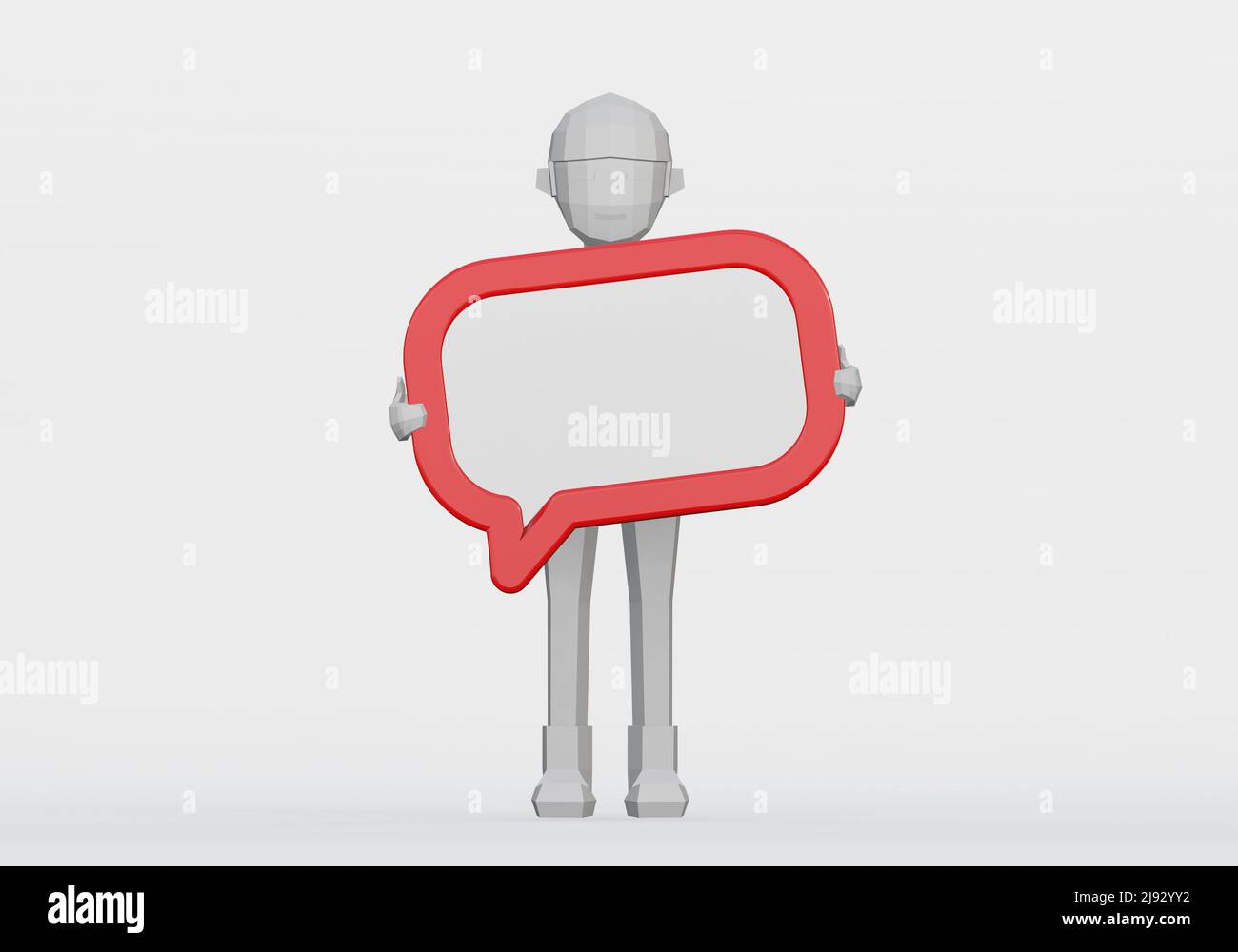 3d rappresentazione di cartone animato contenente un messaggio di chat box o un pannello informativo. Foto Stock