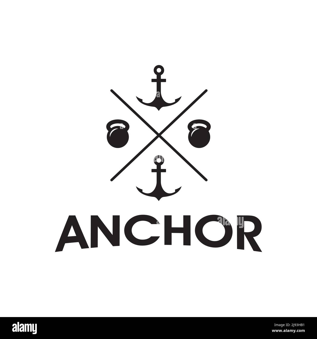 Palestra fitness croce ancora logo simbolo Illustrazione Vettoriale