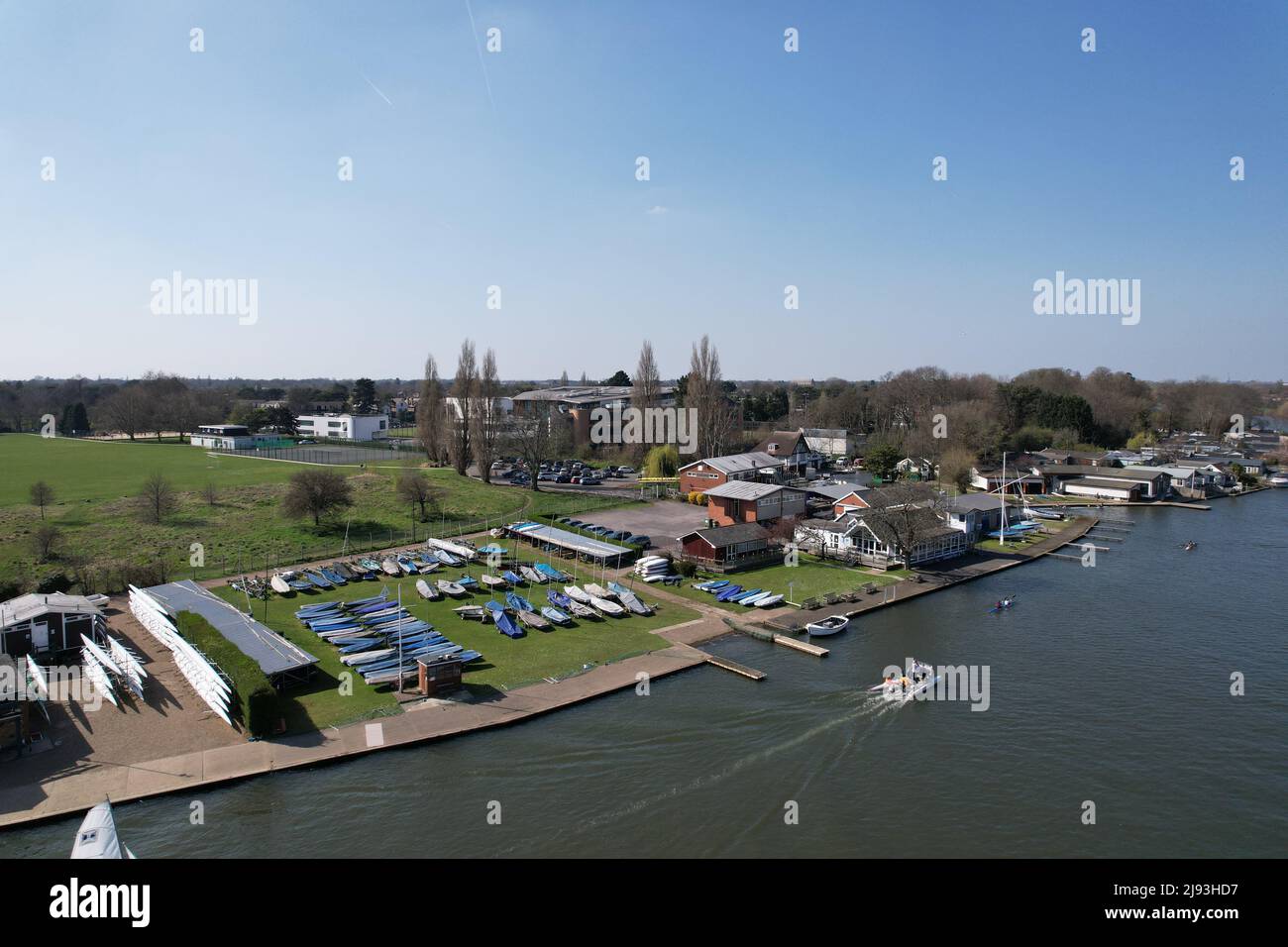 Tamesis Boating club Kingston on Thames Drone vista aerea Foto Stock