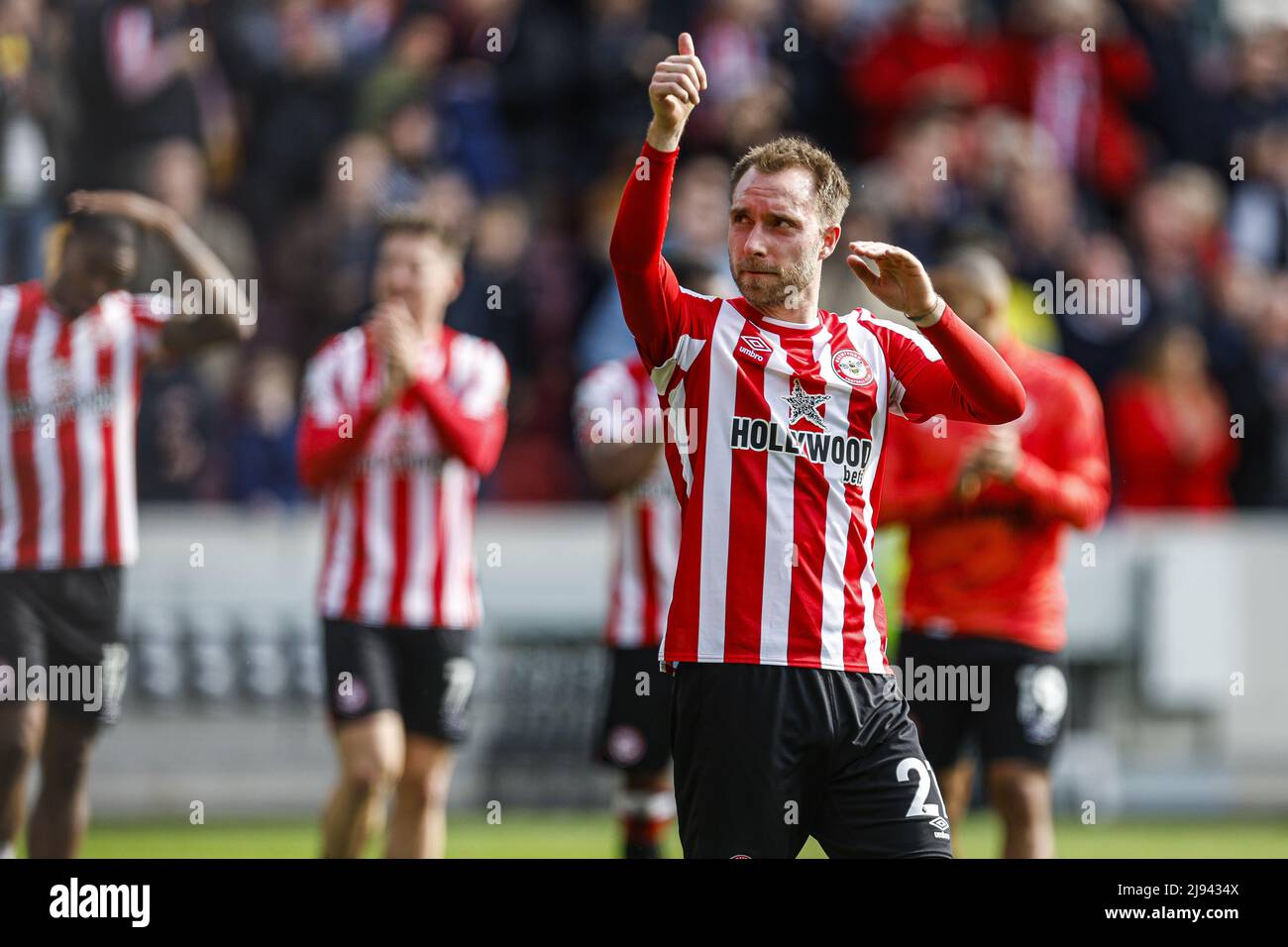 Foto del 10-04-2022 del Christian Eriksen di Brentford. Christian Eriksen ha completato il suo emozionante ritorno al calcio con il suo debutto a Brentford alla fine di febbraio. Data di emissione: Venerdì 20 maggio 2022. Foto Stock