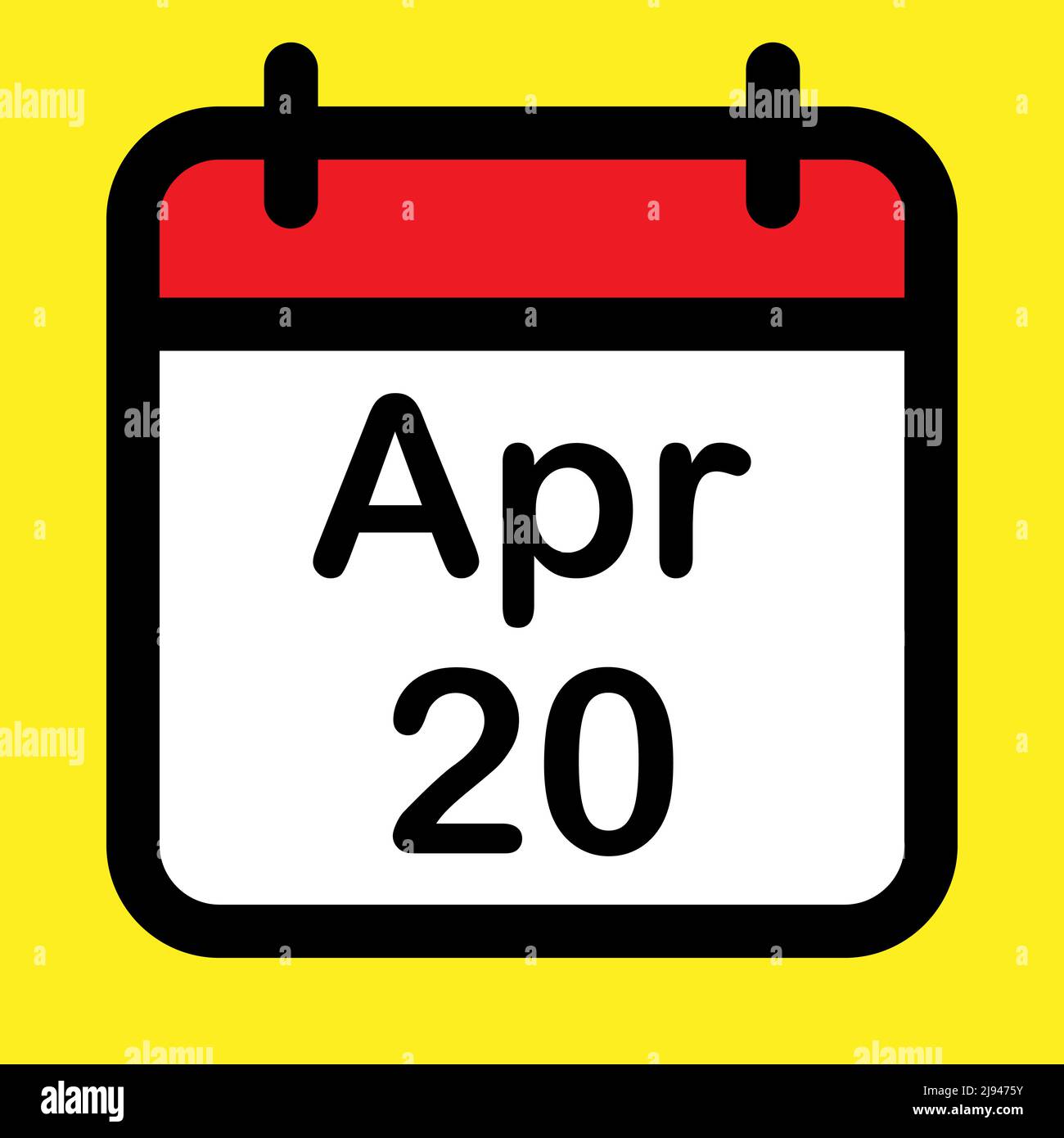 Icona calendario 20 aprile, illustrazione vettoriale Illustrazione Vettoriale