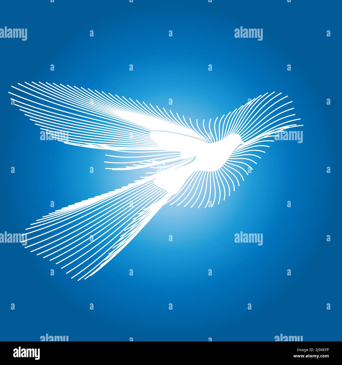 Simbolo di pace con un piccione bianco e raggi, illustrazione vettoriale Illustrazione Vettoriale