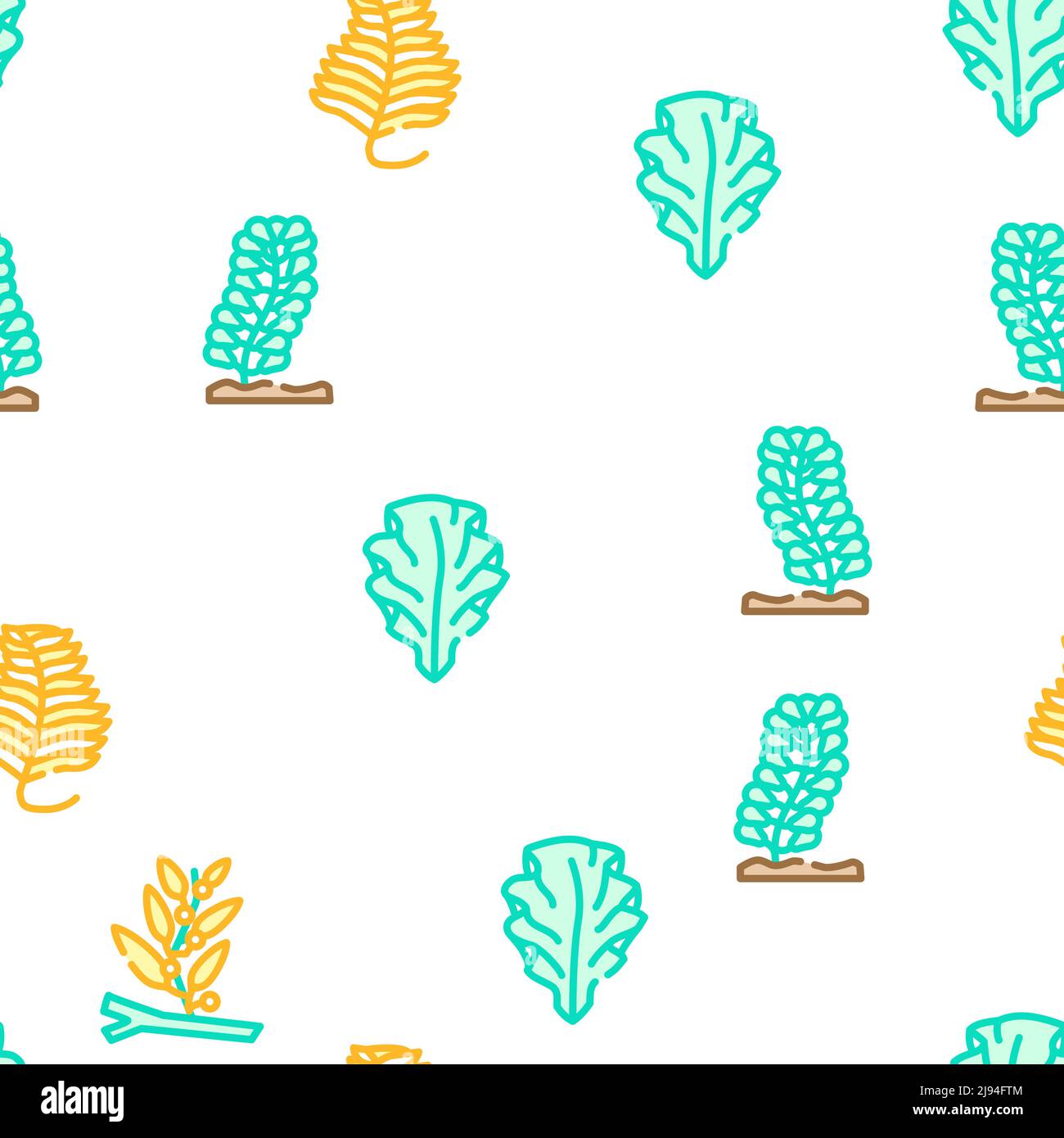 Seaweed Sea Underwater Plant Icons Set Vector Illustrazione Vettoriale