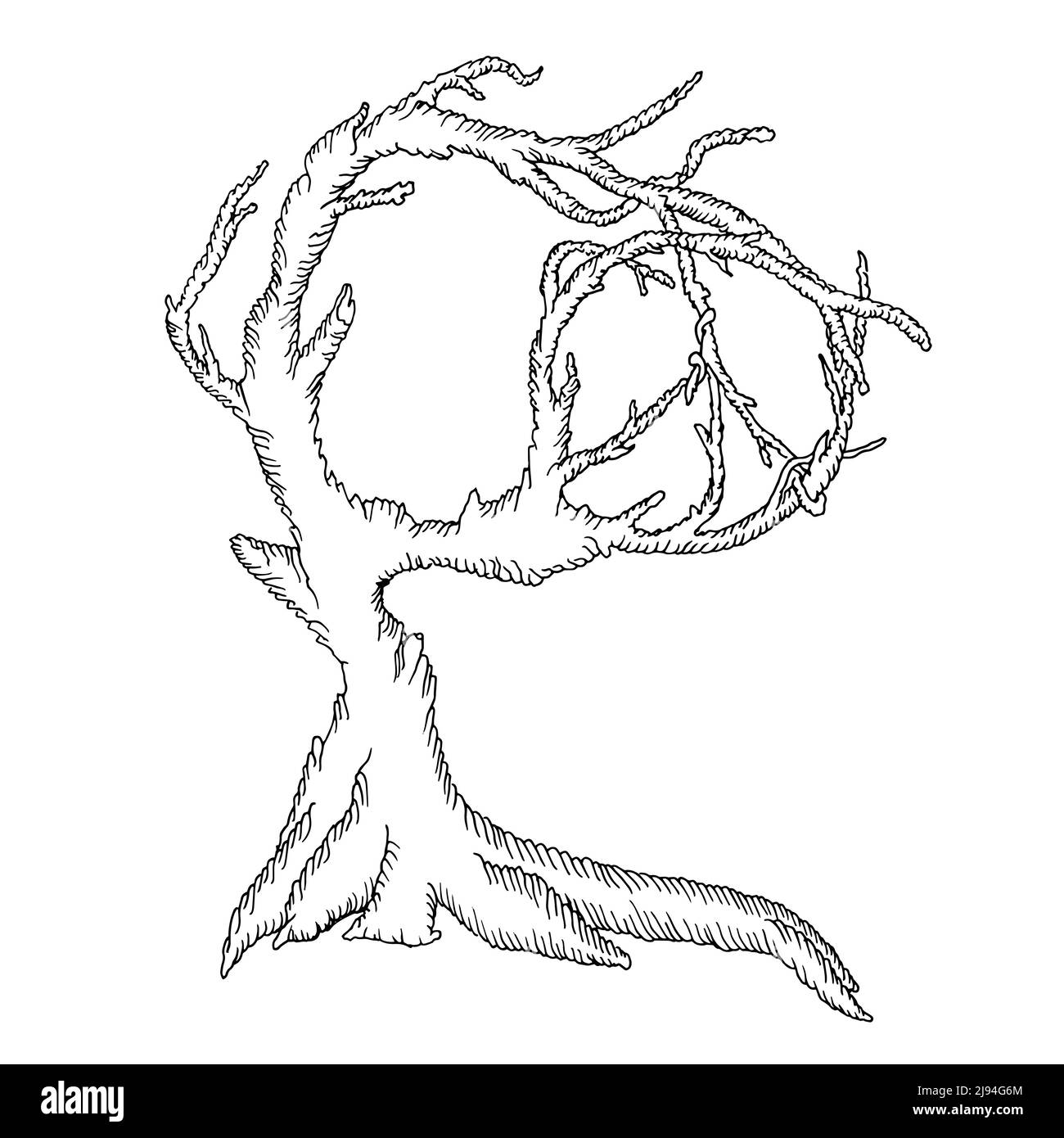 Illustrazione di un vecchio albero con un segno di pace, concetto di pace o libertà, illustrazione vettoriale Illustrazione Vettoriale