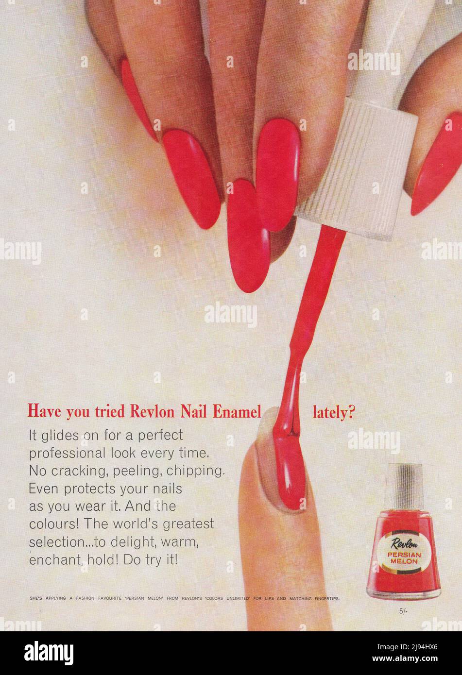 Revlon smalto per unghie smalto vintage paper advert 1980s 19702 Foto Stock