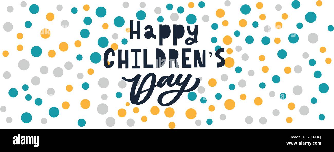 Buon giorno dei bambini. Frase vacanza. Lettere vettoriali disegnate a mano Illustrazione Vettoriale