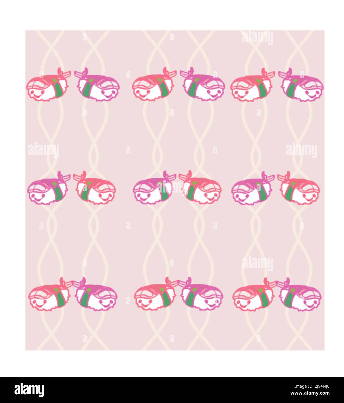 dolce sushi kawaii, cartoon sfondo senza cuciture Illustrazione Vettoriale