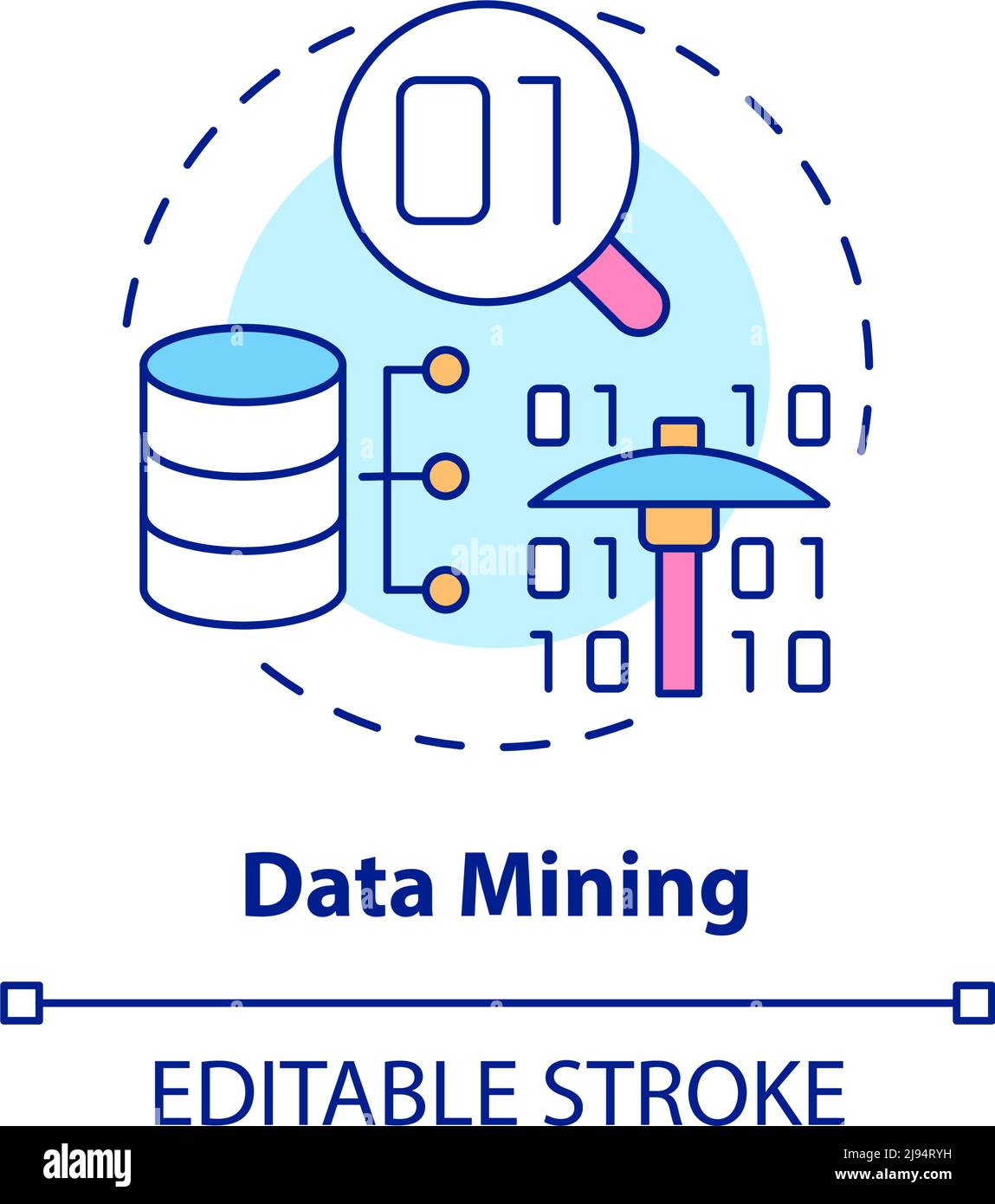 Icona del concetto di data mining Illustrazione Vettoriale