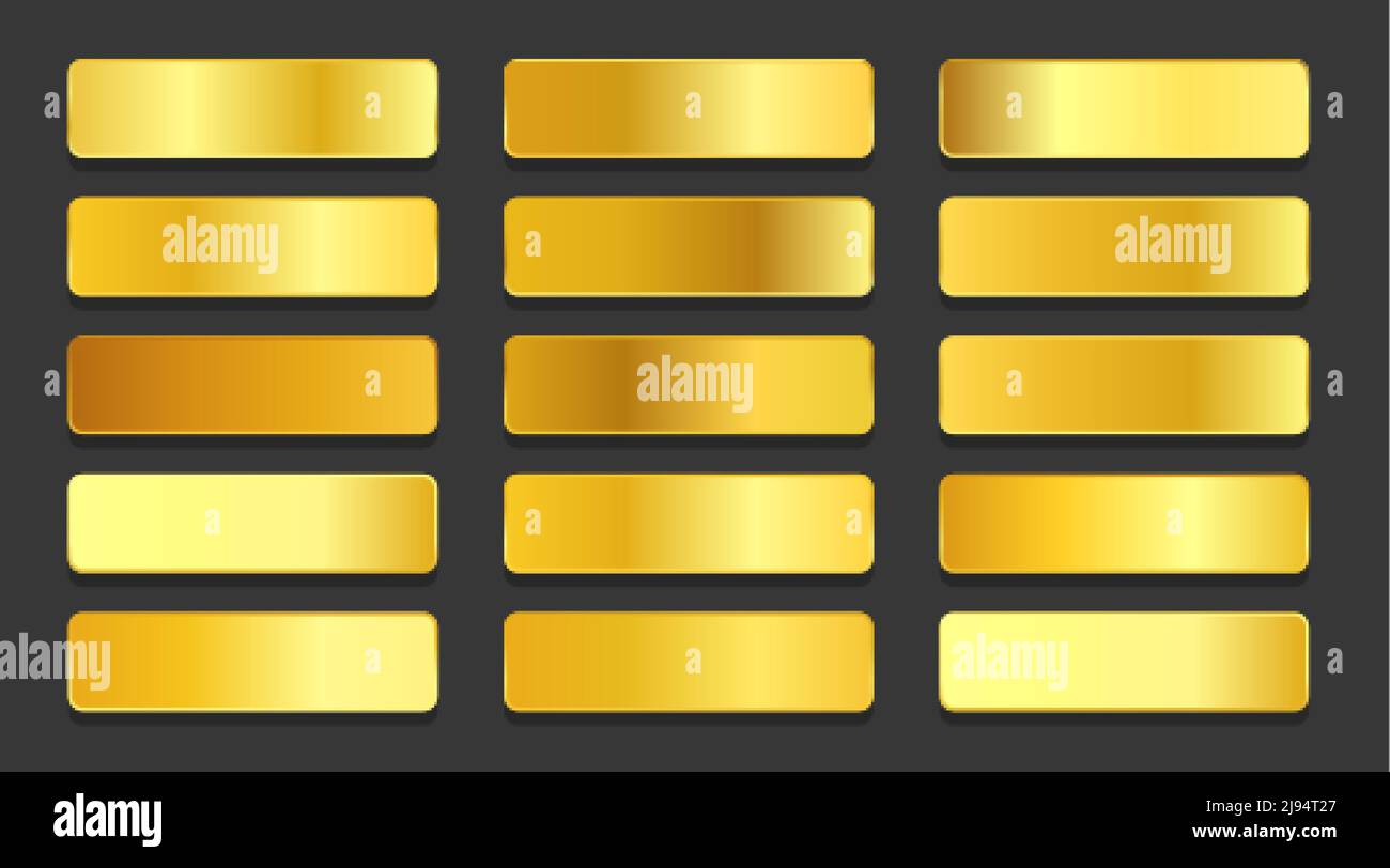 sfumature oro giallo sfumature metallizzate design set Illustrazione Vettoriale