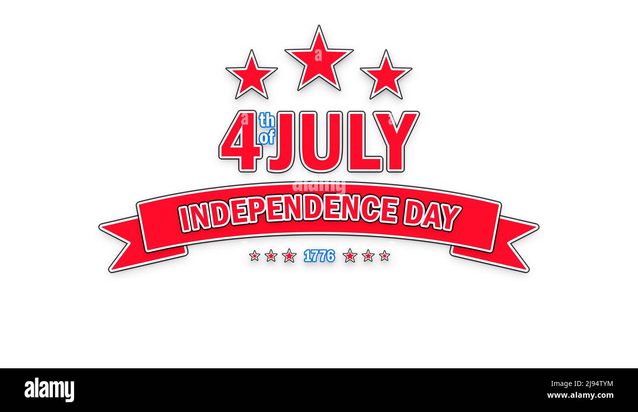 Felice 4th di luglio USA Independence Day biglietto d'auguri con american National flag colori e disegno 3D illustrazione Foto Stock