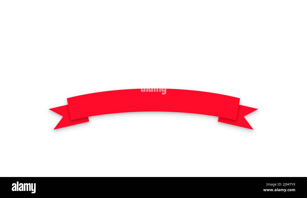 Nastro rosso per il progetto di progettazione. Striscione decorativo a nastro rosso isolato su sfondo bianco Foto Stock