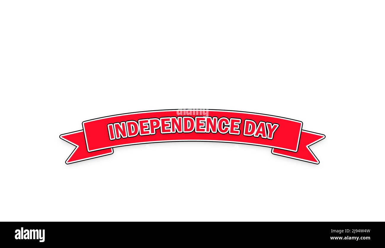 Independence Day rosso nastro design isolato su sfondo bianco 3D illustrazione Foto Stock