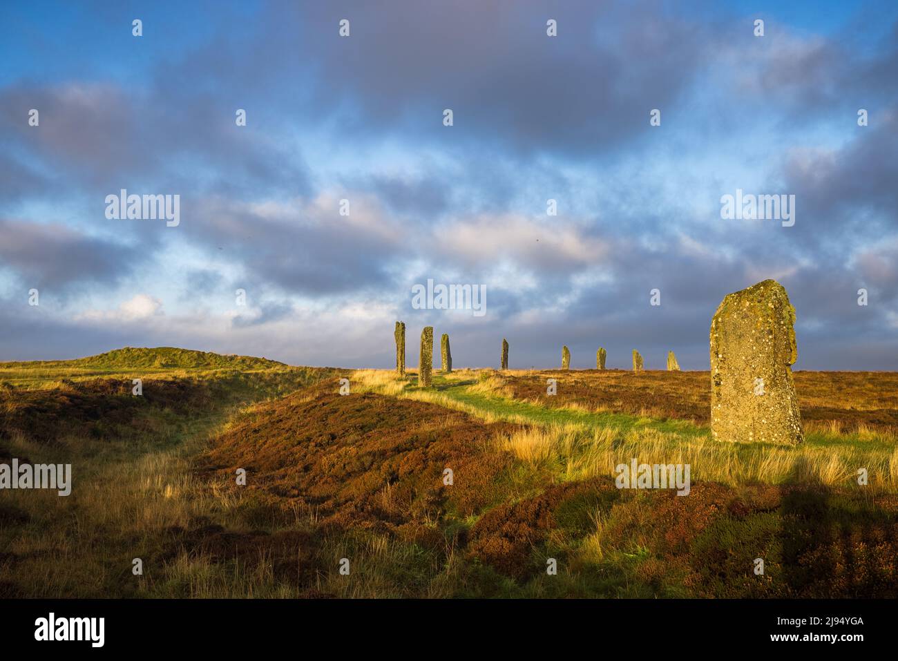 The Ring of Brodgar, Mainland, Orkney Isles, Scozia, Regno Unito Foto Stock