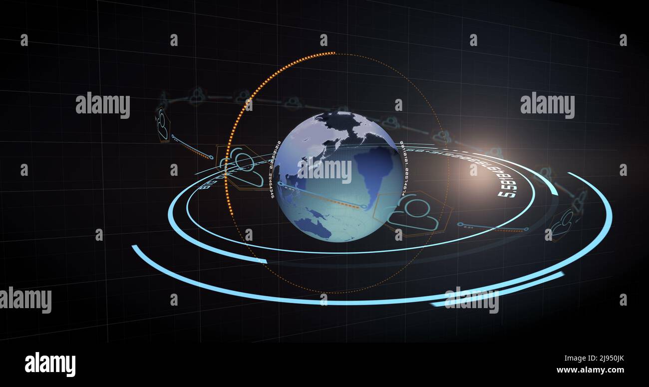 Pianeta terra generato digitalmente e concetto di comunicazione Foto Stock