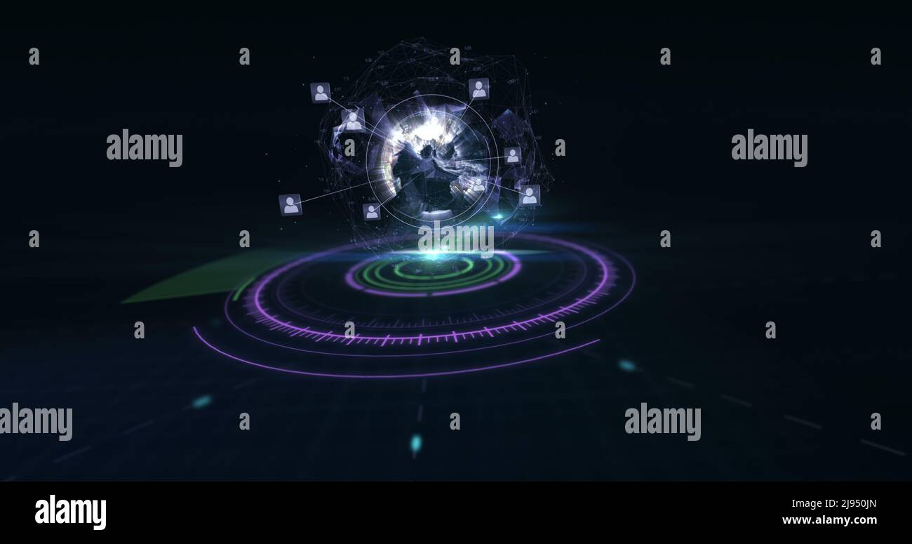Pianeta terra generato digitalmente e concetto di comunicazione Foto Stock