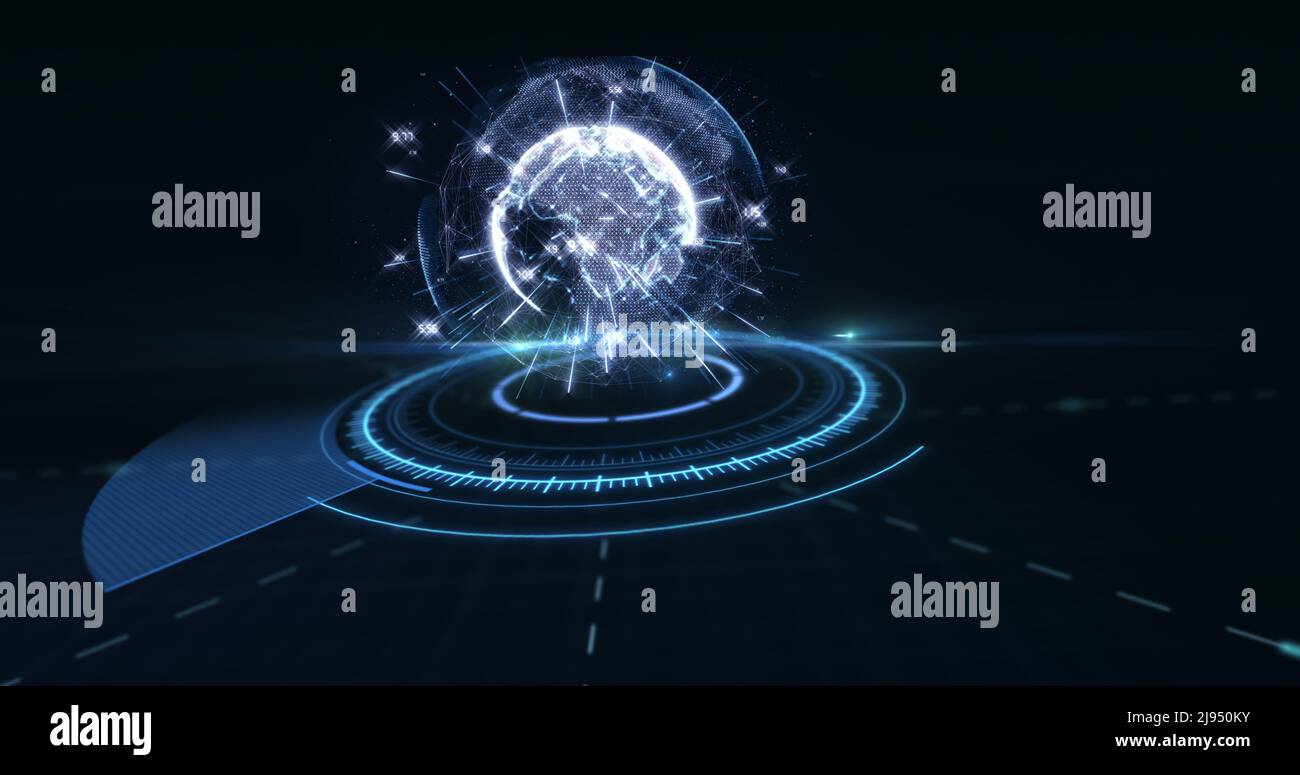 Pianeta terra generato digitalmente e concetto di comunicazione globale Foto Stock