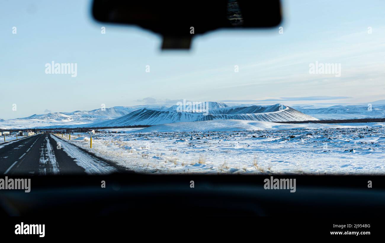Vulcano Hverfjall, Islanda Foto Stock