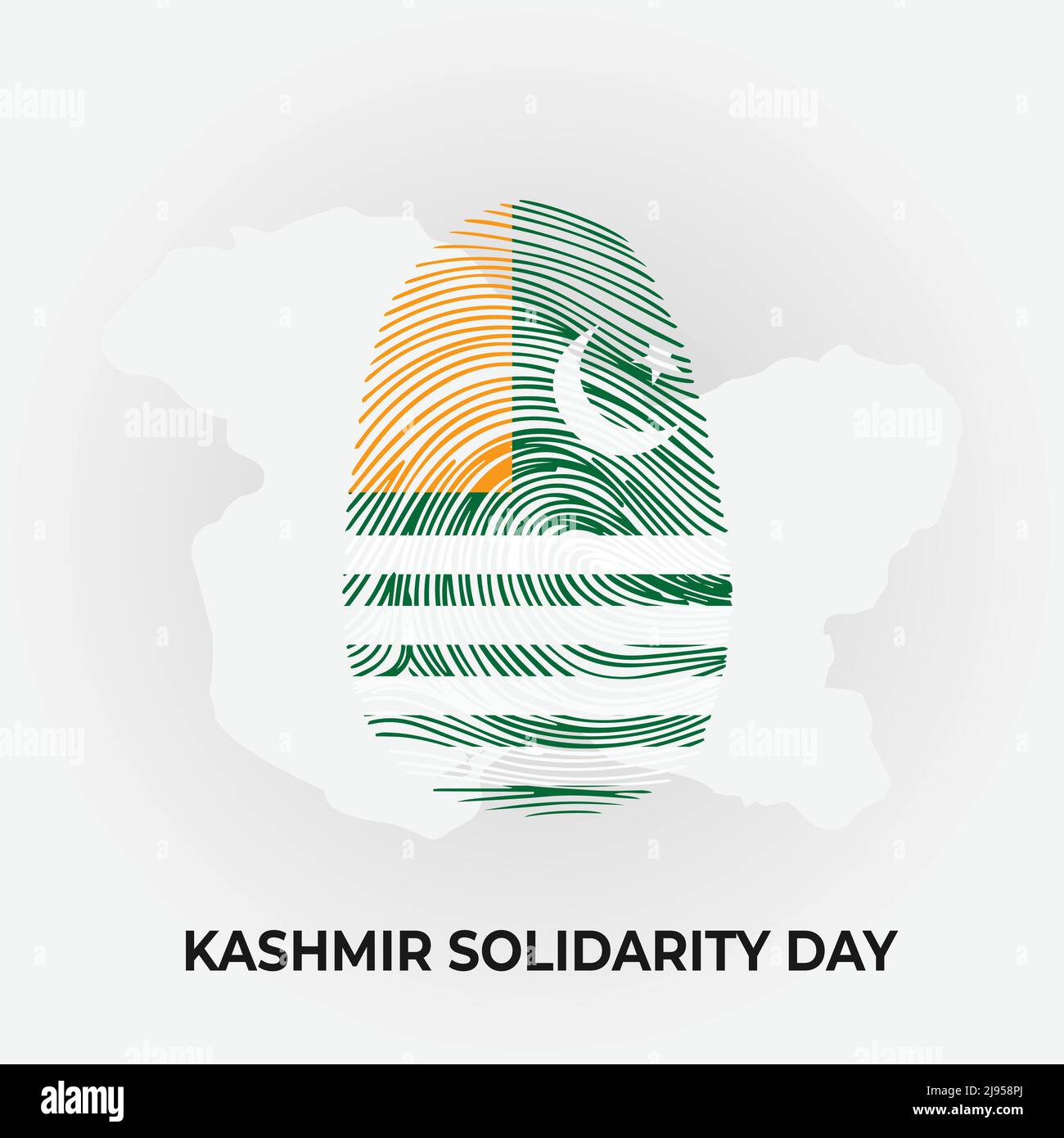 Giornata della solidarietà del Kashmir con simbolo della bandiera sul pollice Illustrazione Vettoriale