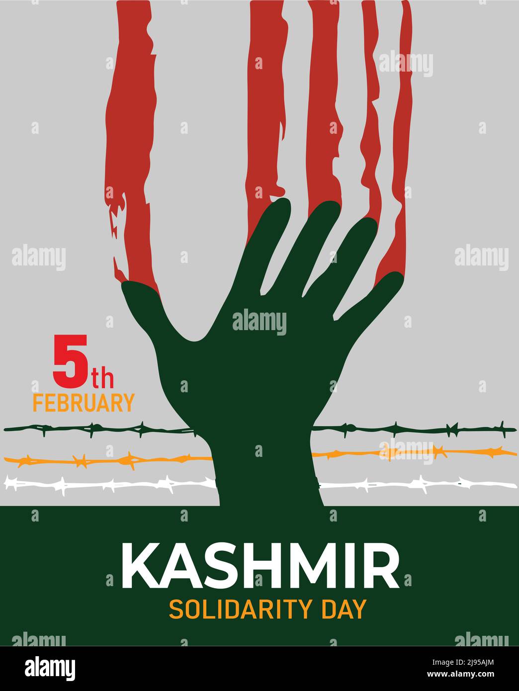 Kashmir giorno 5th febbraio con la mano Illustrazione Vettoriale