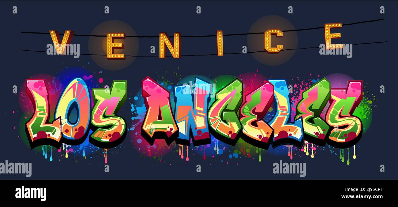 A Cool Genuine Wildstyle Graffiti Name Design - Los Angeles Venice Beach Illustrazione Vettoriale