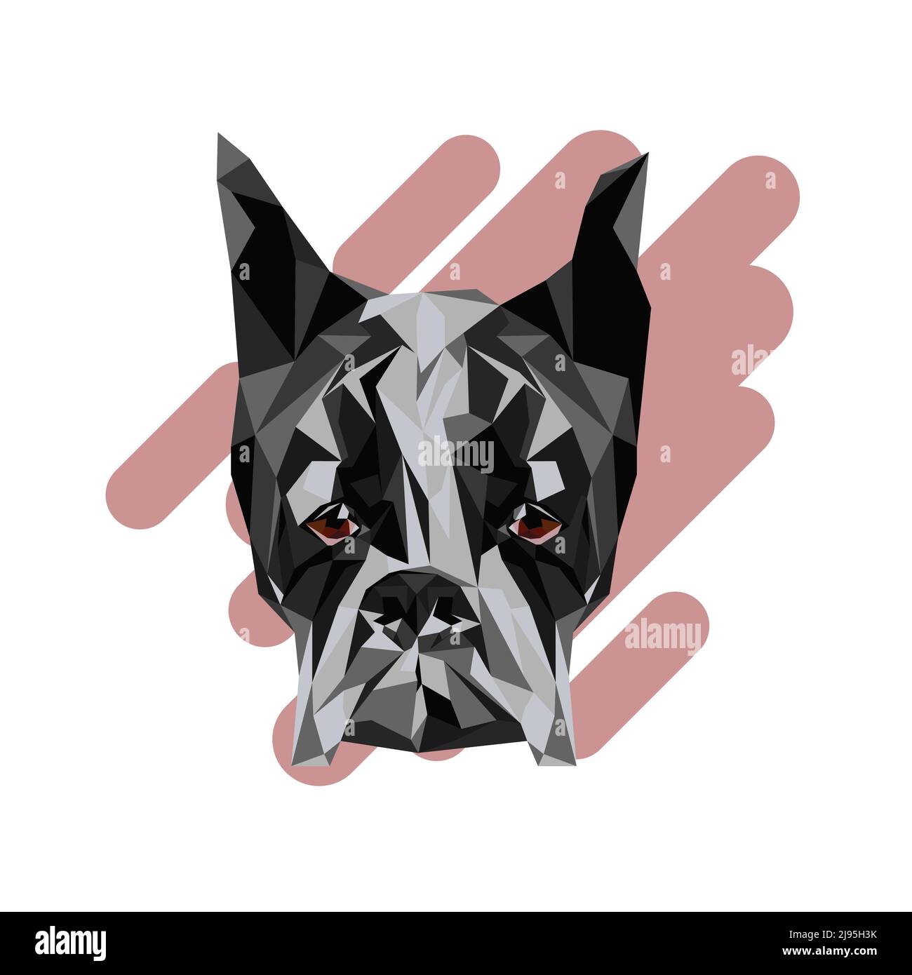 Bianco boxer cane animale basso poly design. Illustrazione del vettore triangolare Illustrazione Vettoriale
