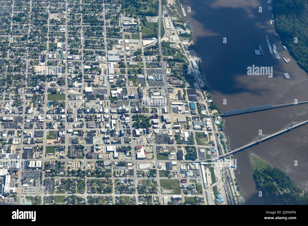 Vista aerea dell'area del centro di Quincy, Illinois, Stati Uniti Foto Stock