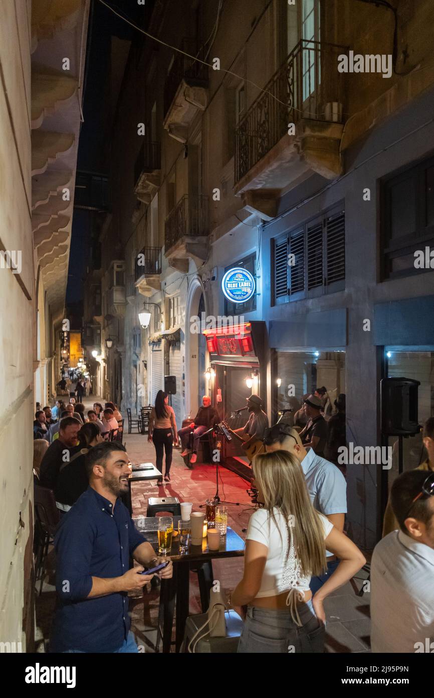 La Valletta di notte, Malta Foto Stock