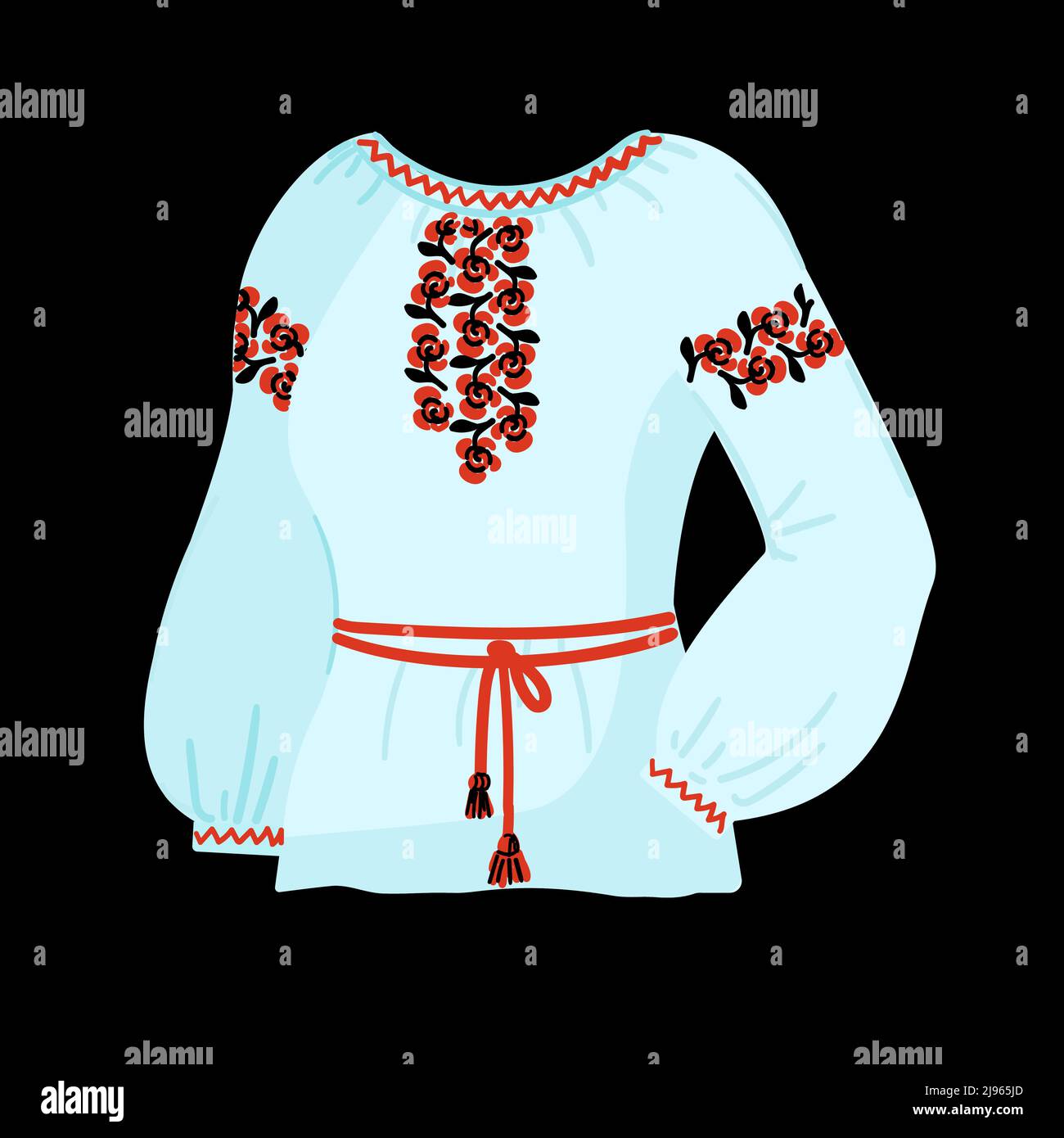 Vyshyvanka femminile ucraino simbolo di Ucraina. Camicia ricamata, blusa etnica. Illustrazione vettoriale. Illustrazione Vettoriale