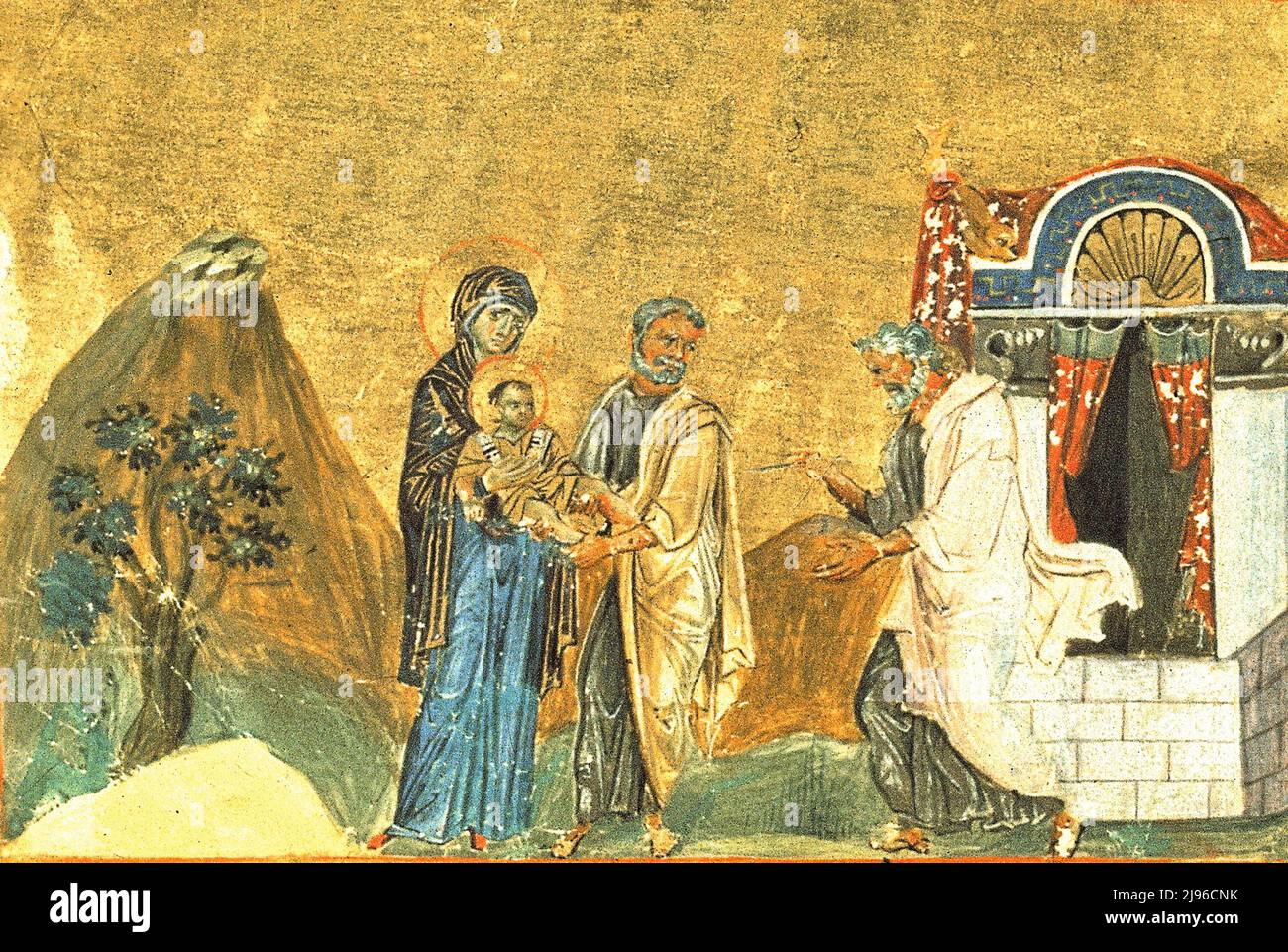 La Circumcisione di Cristo, dal Menologo di Basilio II. Foto Stock