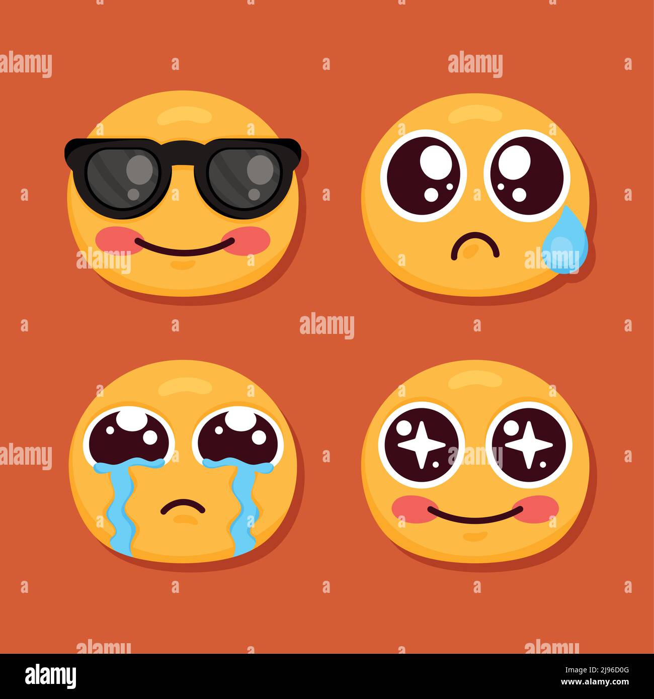 quattro caratteri emoticon impostano icone Illustrazione Vettoriale