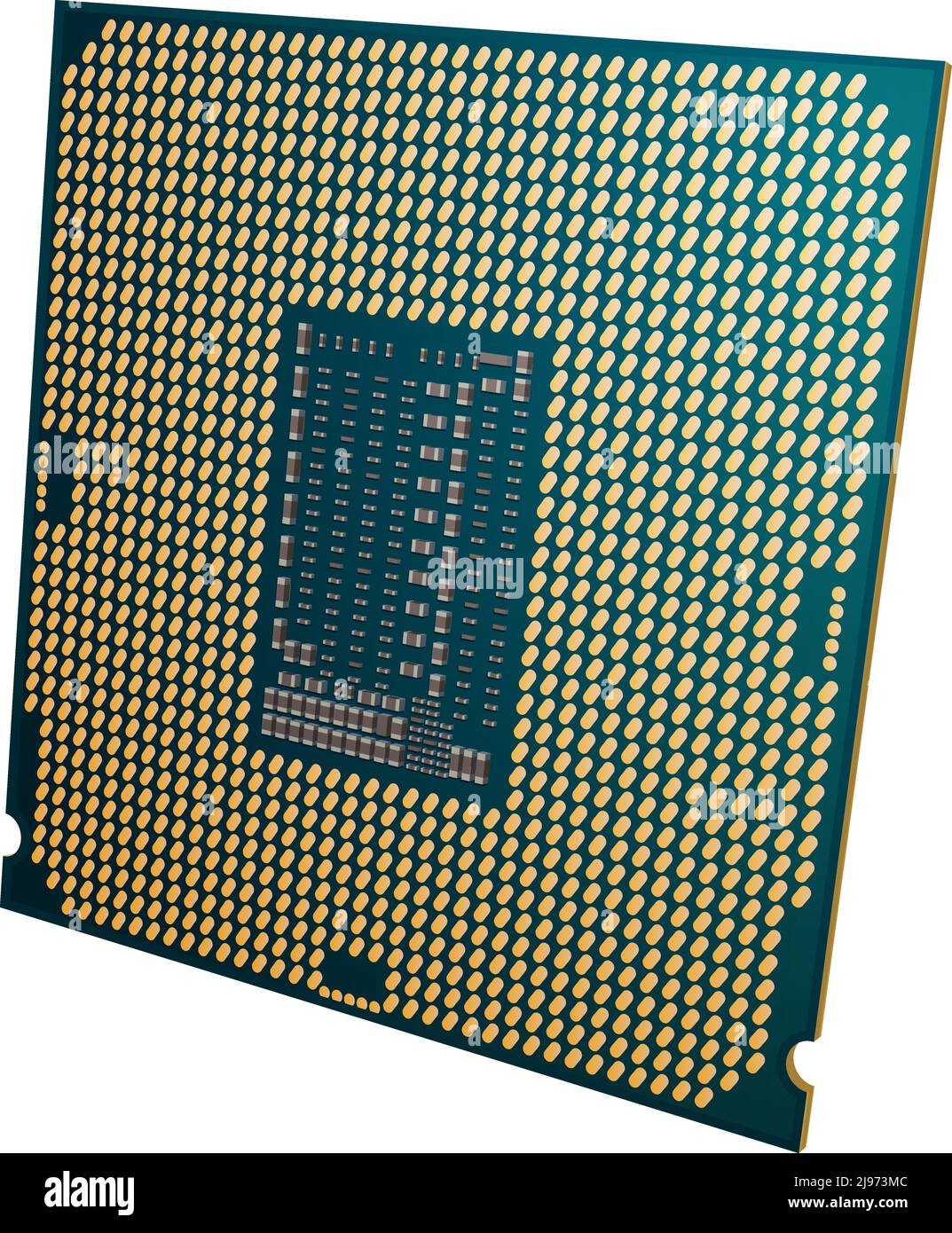 Chip del processore hardware per computer con realismo vettoriale Illustrazione Vettoriale