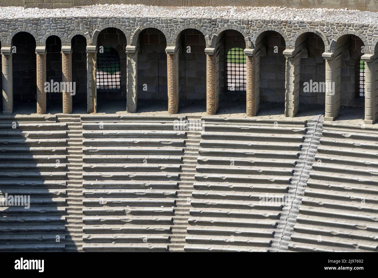 İnterior vista del Teatro Aspendos in Miniaturk Park, Istanbul. Foto Stock