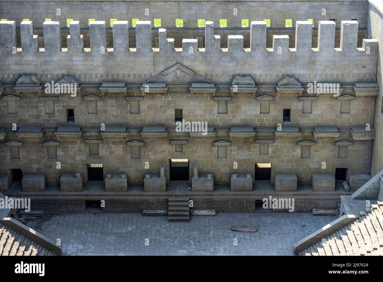 İnterior vista del Teatro Aspendos in Miniaturk Park, Istanbul. Foto Stock