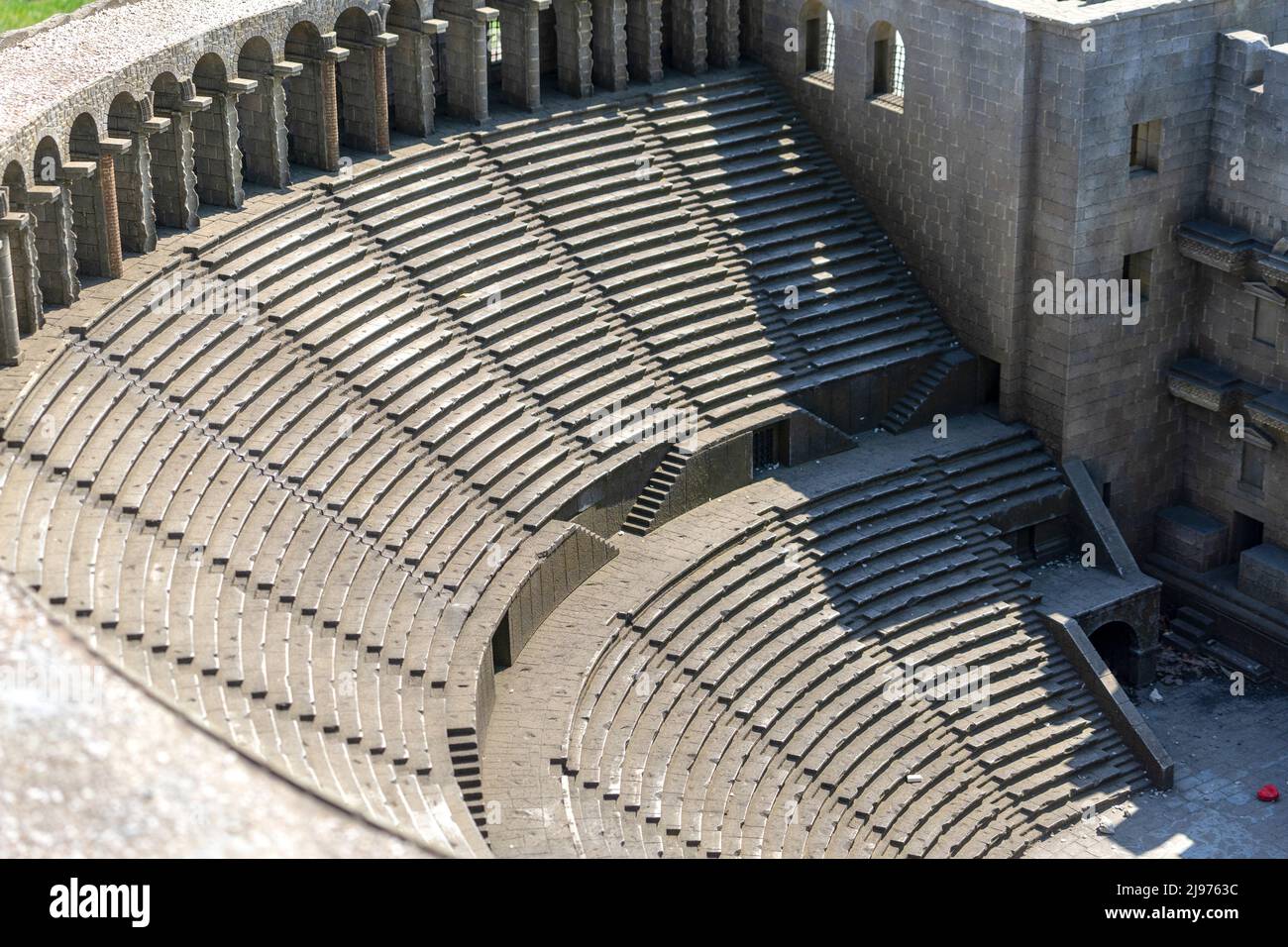 İnterior vista del Teatro Aspendos in Miniaturk Park, Istanbul. Foto Stock