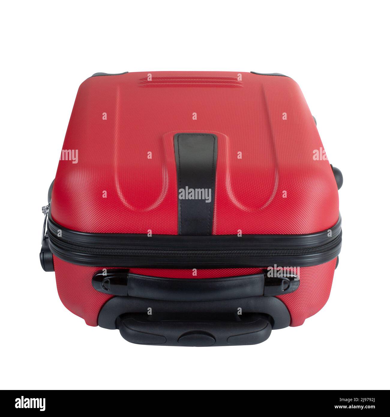Lato superiore della valigia rossa isolato su sfondo bianco con percorso di aggancio, grande valigia in policarbonato, enorme borsa da viaggio in plastica Foto Stock Lato superiore della valigia rossa isolato su sfondo bianco con percorso di aggancio, grande valigia in policarbonato, enorme borsa da viaggio in plastica Foto Stock