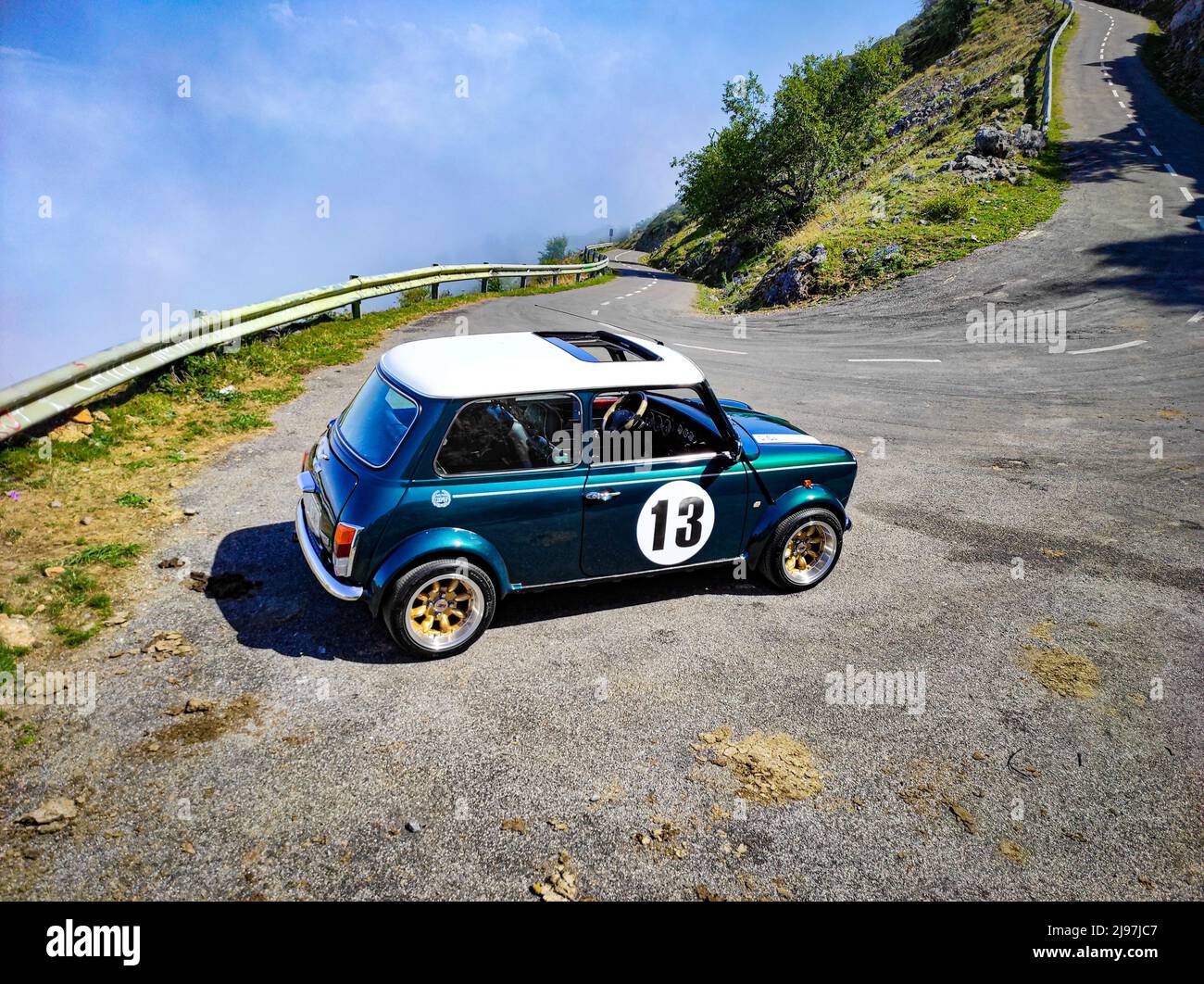 Mini Cooper Green Classic British Racing Foto Stock