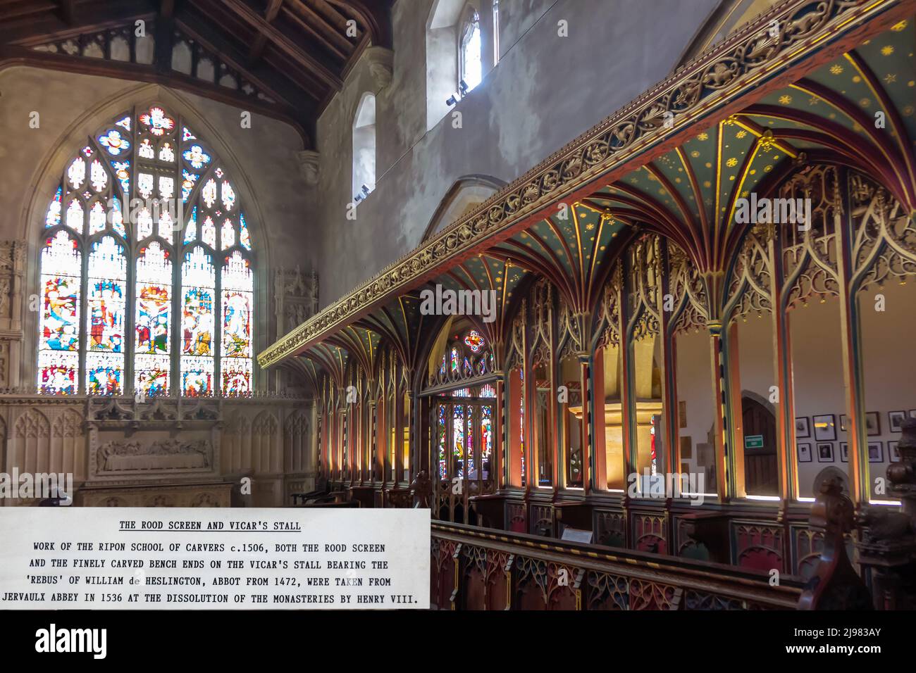 Inghilterra, North Yorkshire, Wensleydale, Aysgarth, St.Andrew's Church, interno, schermo di protezione Foto Stock