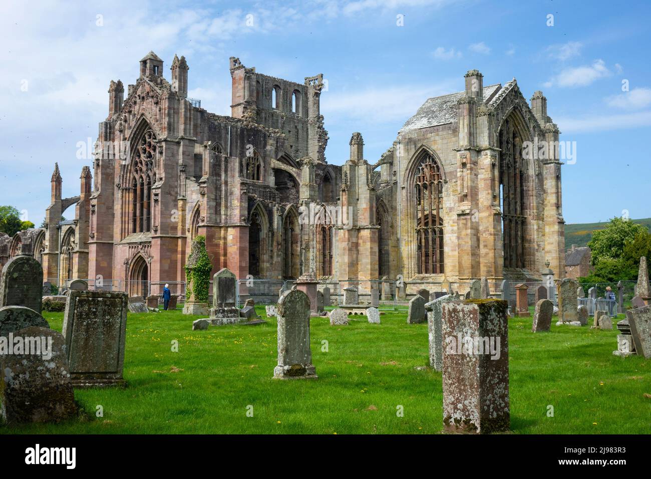 Scozia, confini, abbazia di Melrose Foto Stock