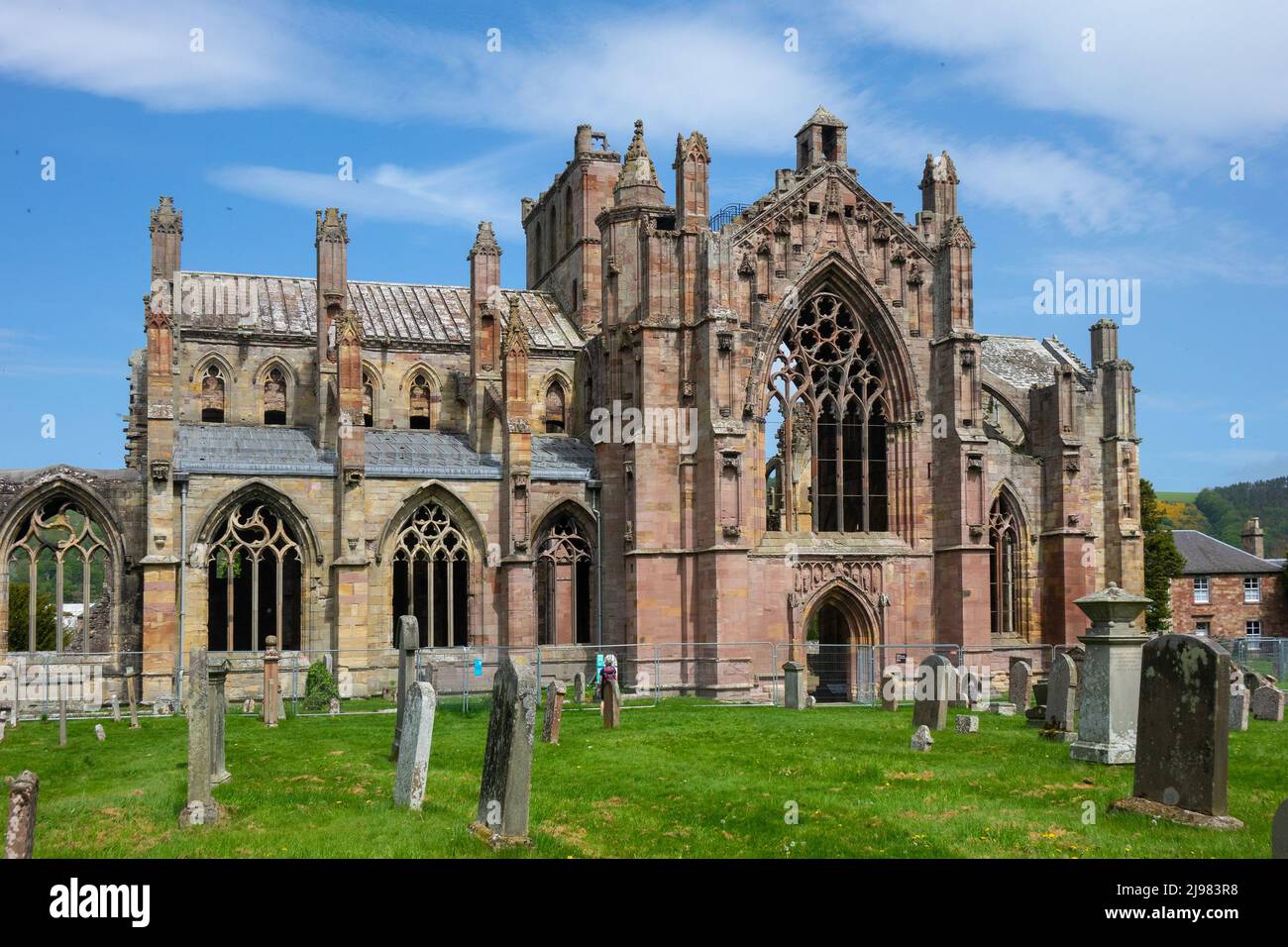 Scozia, confini, abbazia di Melrose Foto Stock