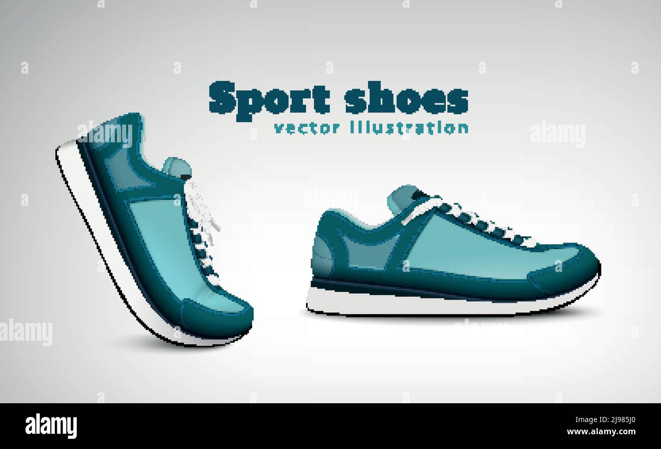 Sport allenamento running scarpe da tennis pubblicità realistica  composizione con coppia sneakers eleganti e comode per tutti i giorni,  illustrazione vettoriale Immagine e Vettoriale - Alamy