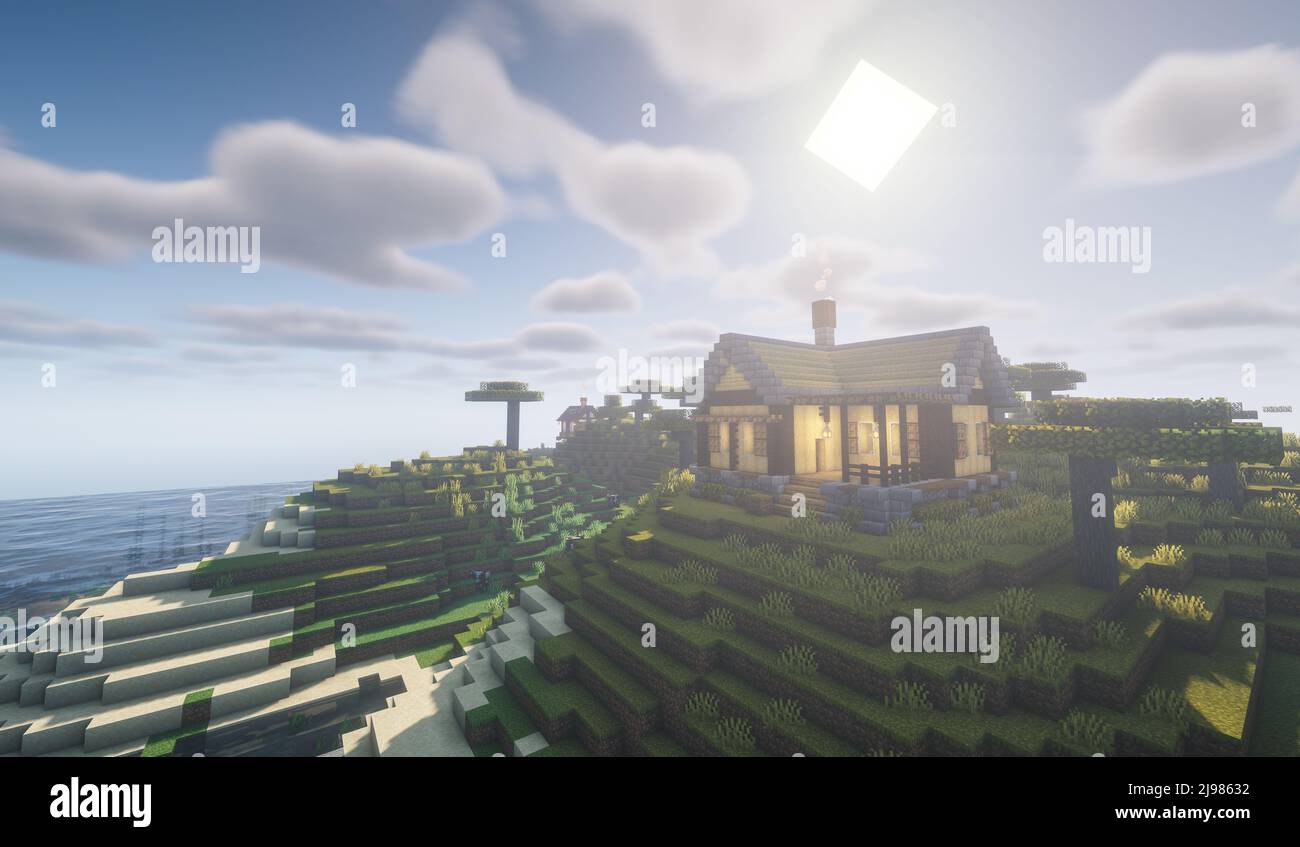 Minecraft Game – Maggio 21 2022: Esempio di Simply Wooden House in Minecraft  Game 3D illustrazione. Editoriale Foto stock - Alamy