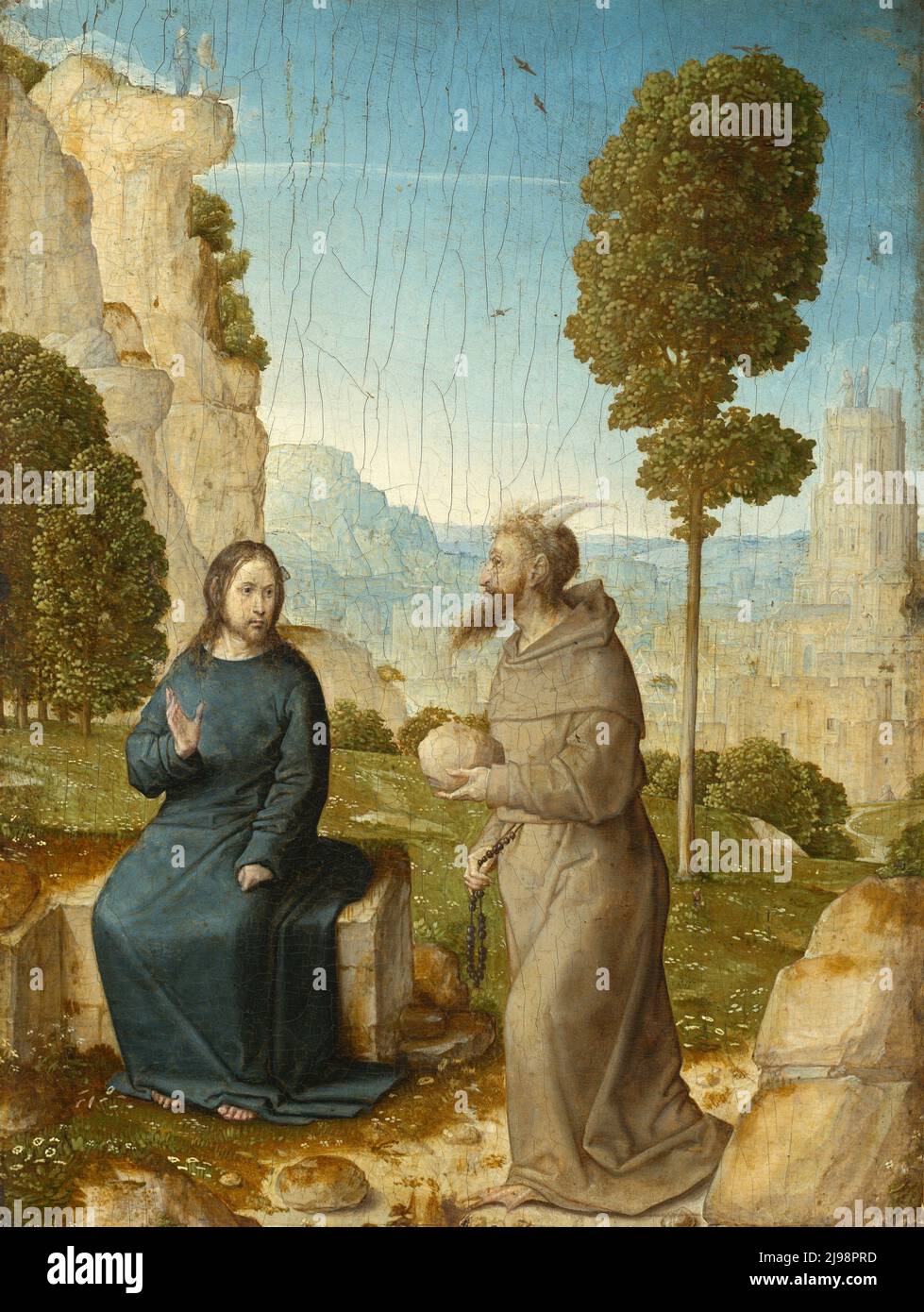 La tentazione di Cristo di Juan de Flandes Foto Stock