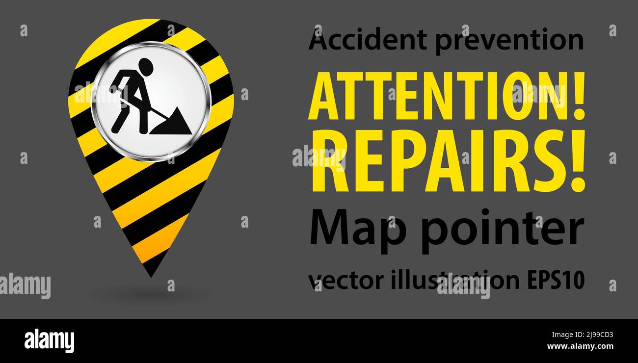 Puntatore della mappa. Intervento di riparazione. Informazioni sulla sicurezza. Disegno industriale illustrazione del vettore Illustrazione Vettoriale